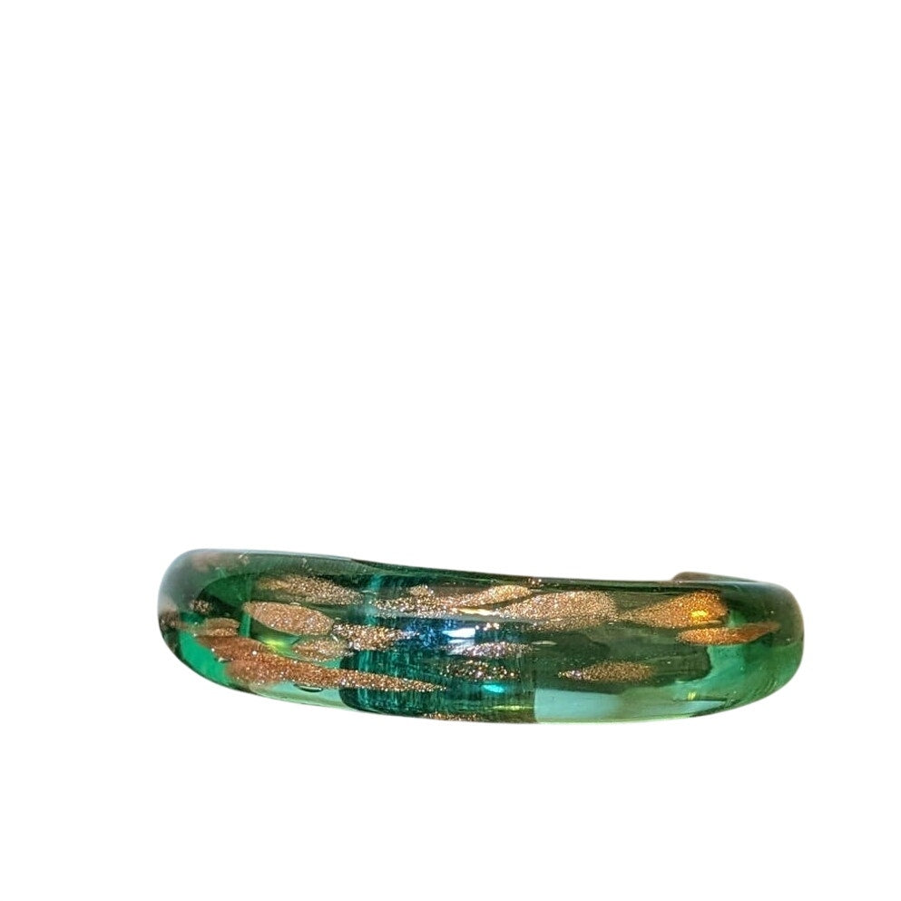 Murano Glass Green Bronze Sparkle Cuff Bracelet