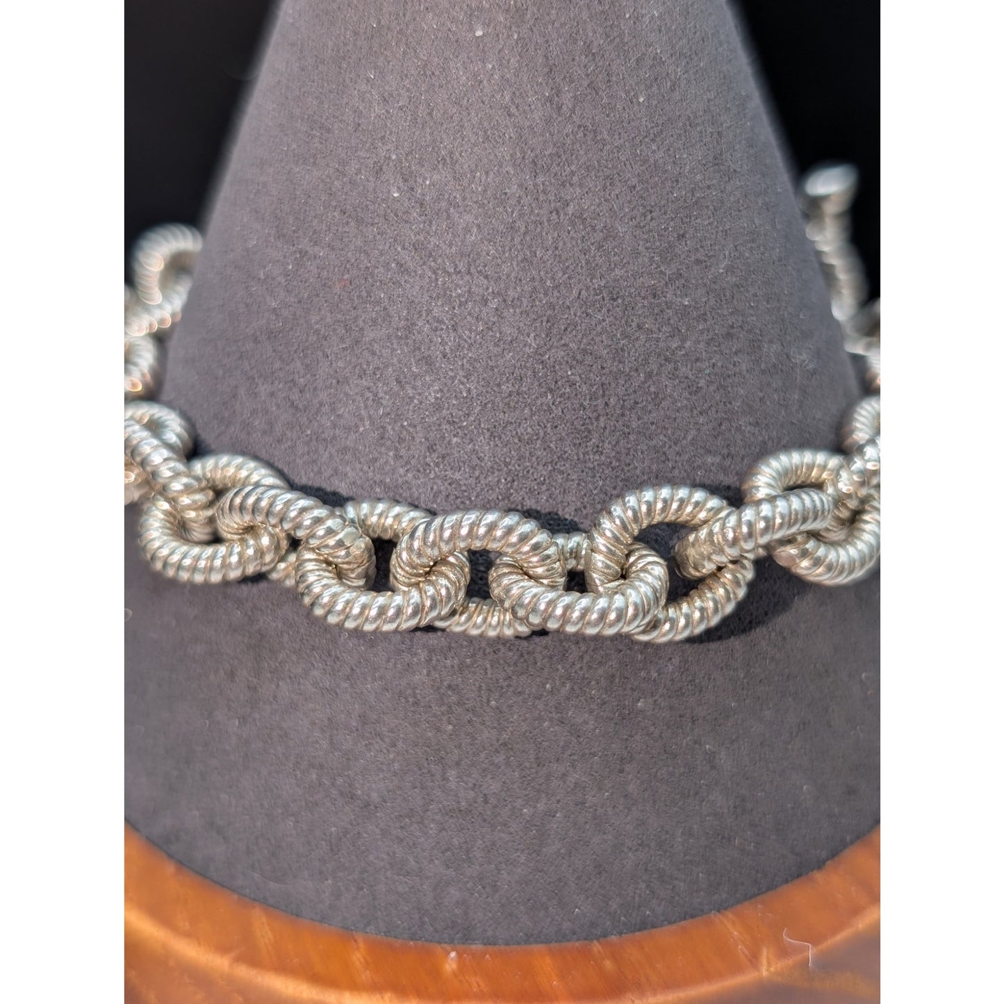 925 Sterling Silver Ribbed Chain Link Toggle Clasp Bracelet 38.31g