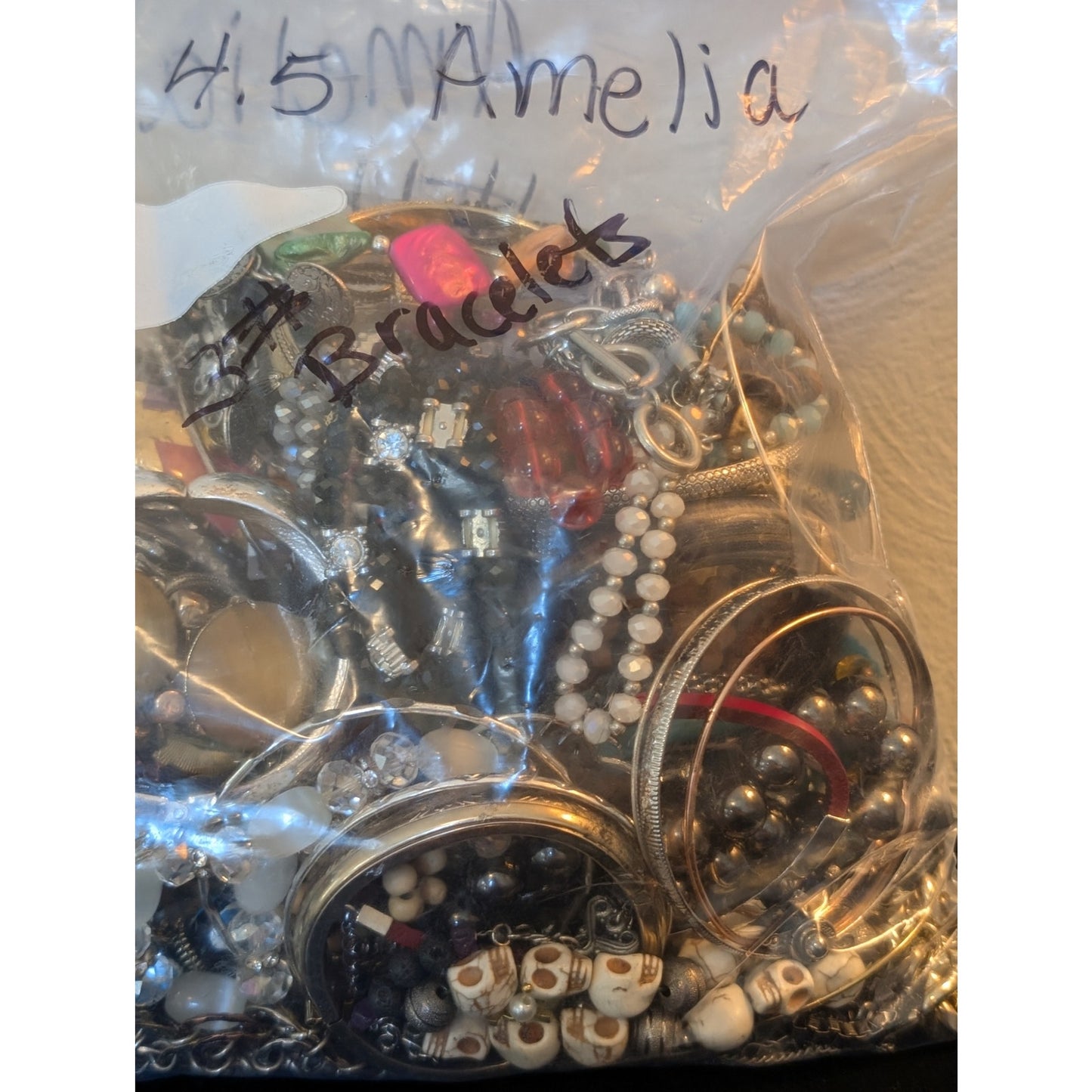 Jewelry Lot Amelia Bracelet Repurpose Bag 4 Plus Lbs Beads/Craft/Repurpose