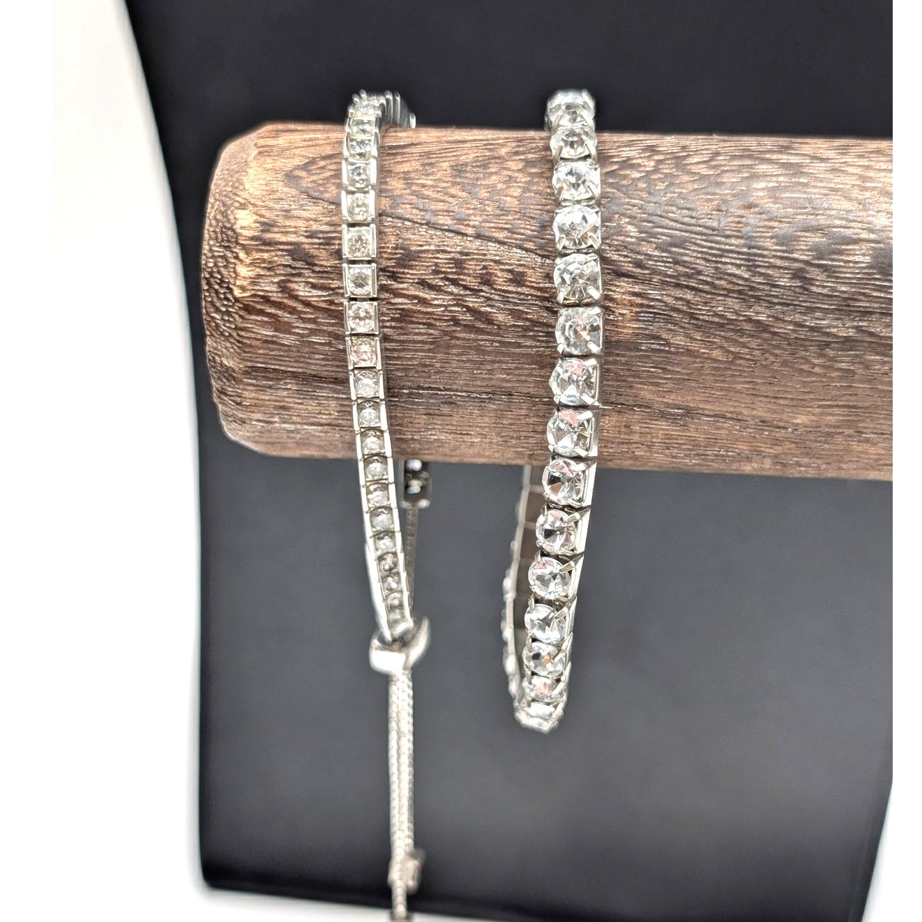 Premier Designs Channel Set CZ Pull Bracelet & Vtg Rhinestone Stretch Bracelets