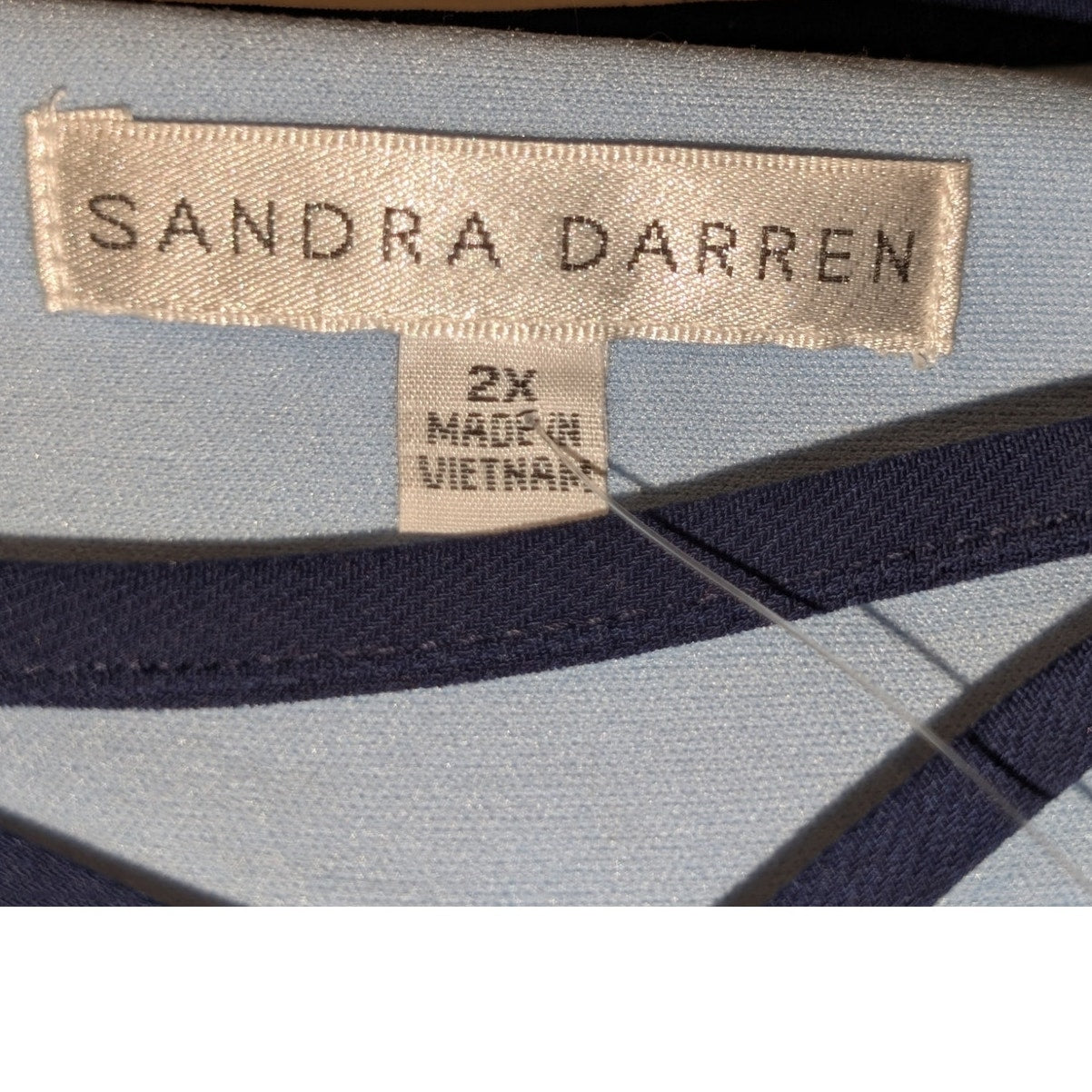 Sandra Darren Navy White Textured Mandala Shift Stretch Dress Womens' Sz 2X