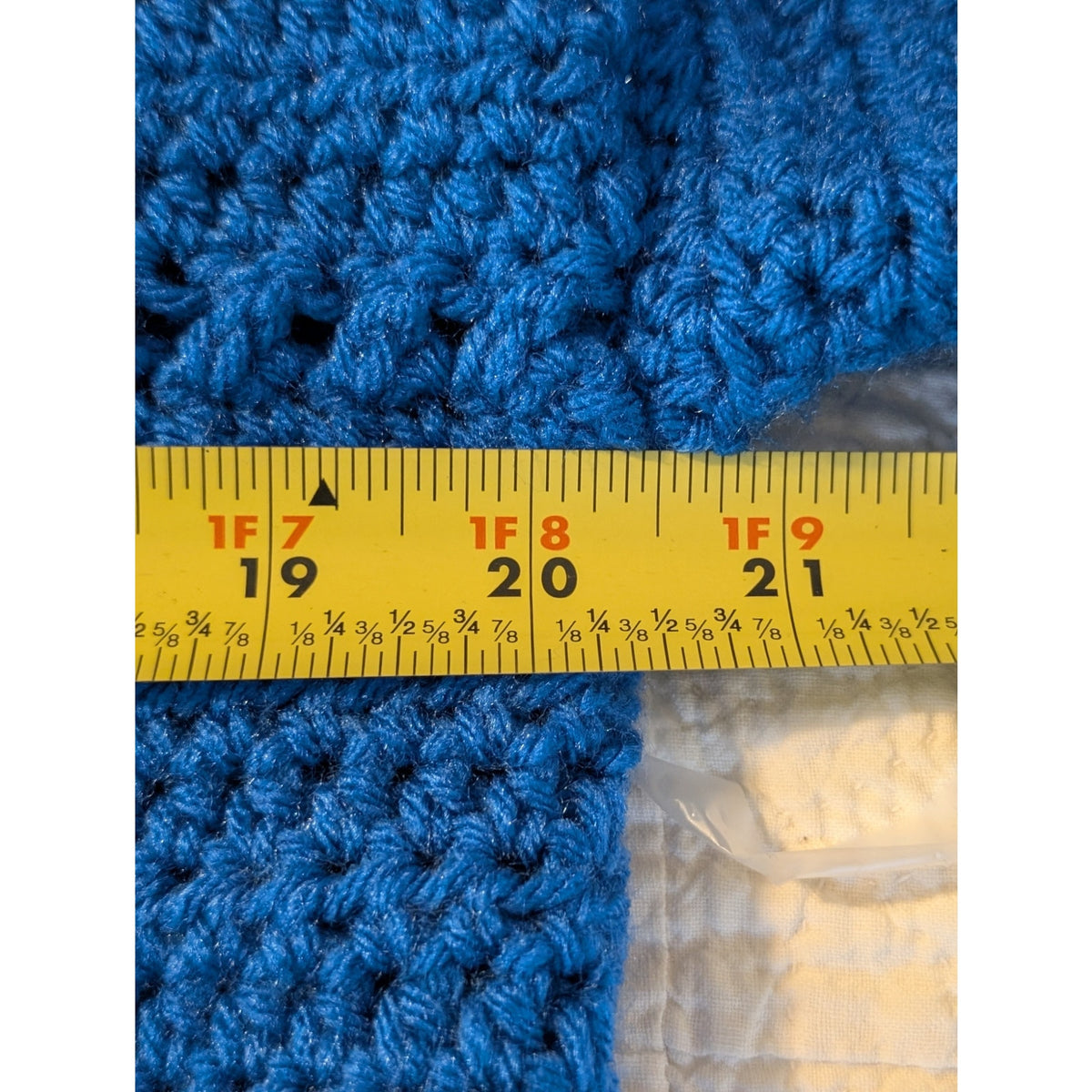 Hand Made Crocheted Loose Knit Nautical Blue Crew Neck Sweater Size Approx. L