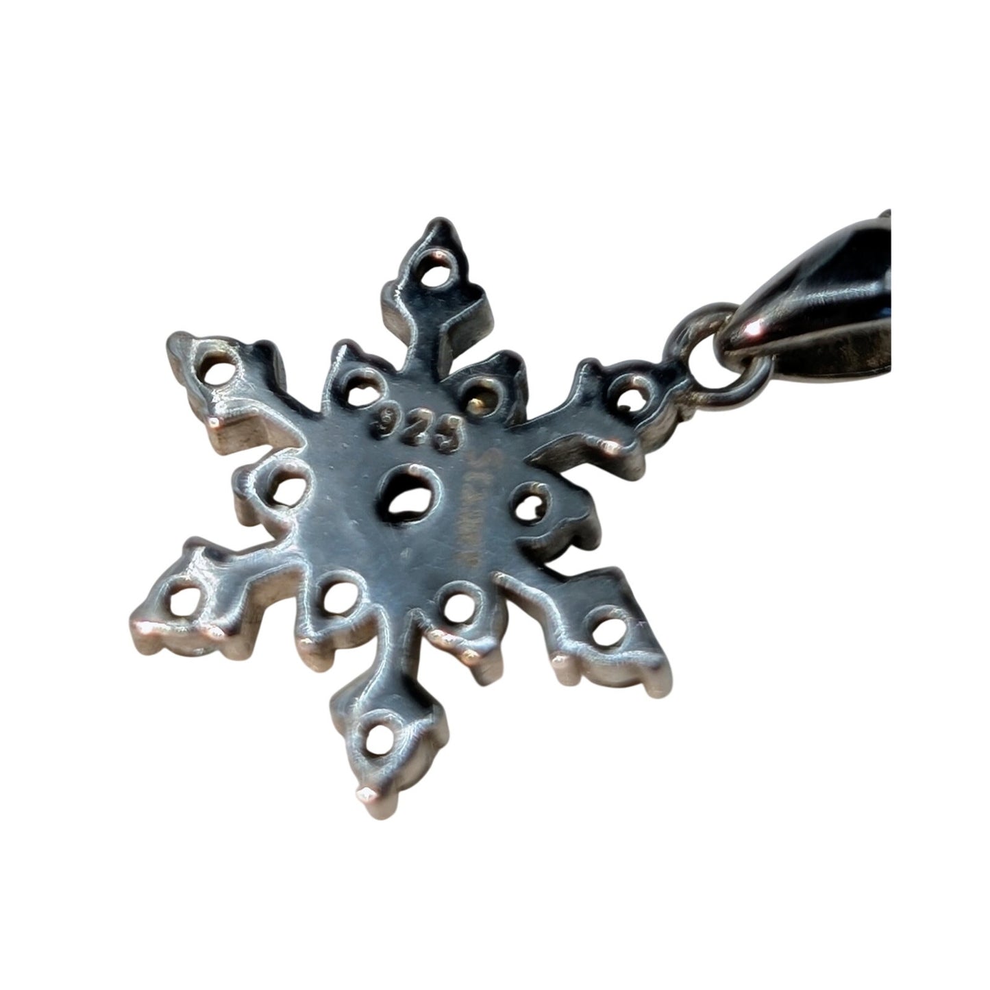 925 Sterling Silver CZ Snowflake Pendant 18" Chain Necklace