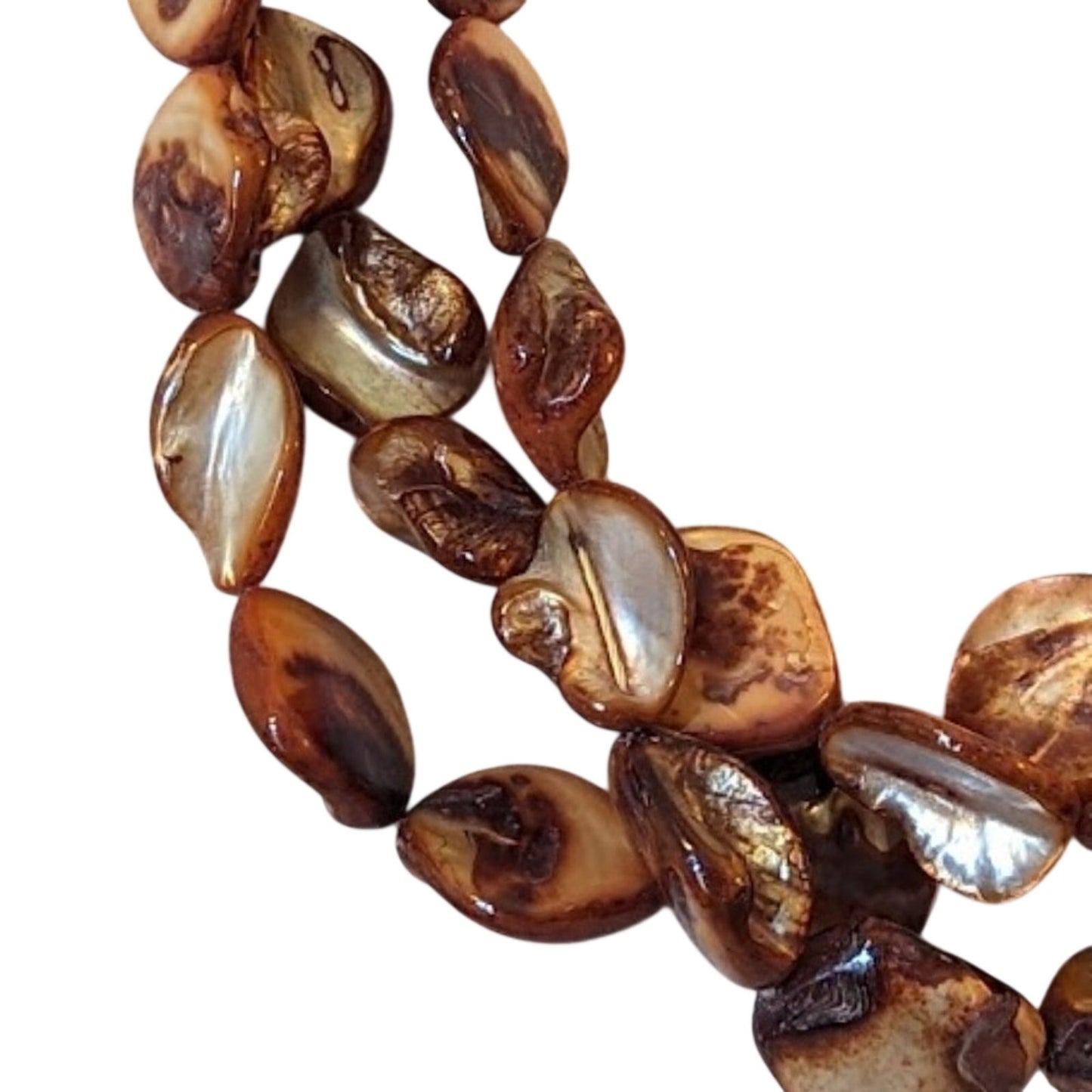 Triple Strand Amber Color Mother of Pearl Shell Necklace