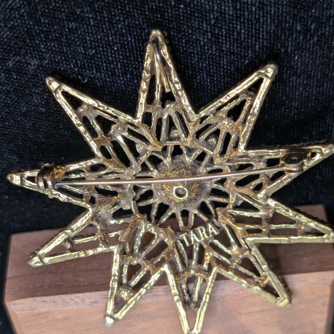 Vintage 1960s Tara Star Retro Brass Open Work Brooch