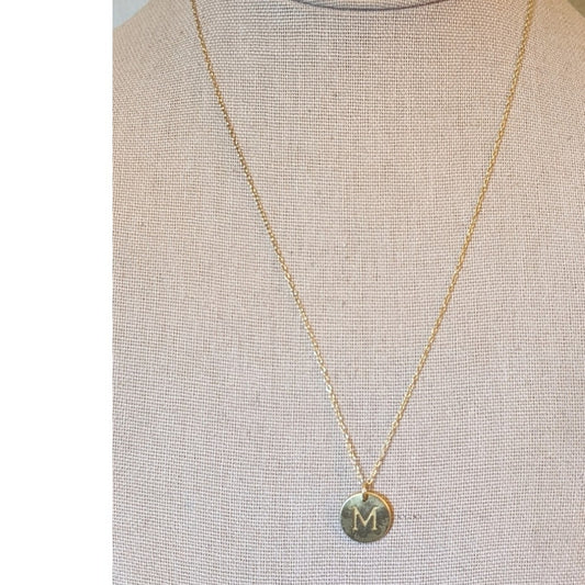 MWS 925 Silver India Made Gold Tone 'M' Initial Charm Necklace