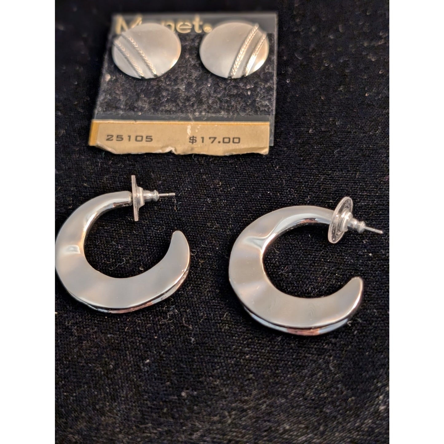 Lot of Three Pair Silver Tone Pierced Earrings
