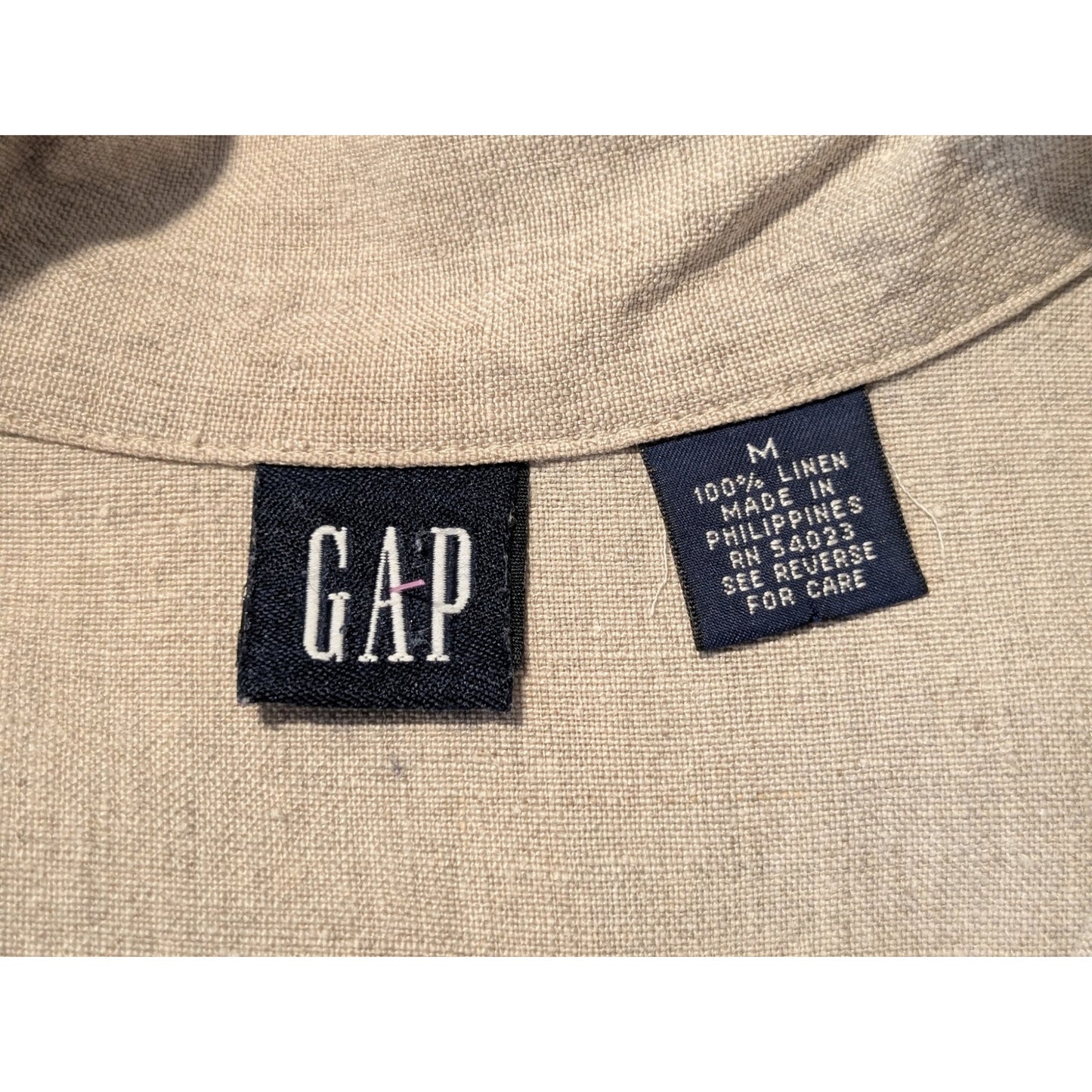 Gap Ecru 100% Linen Washable Button Front Pocket Jacket Womens Size M