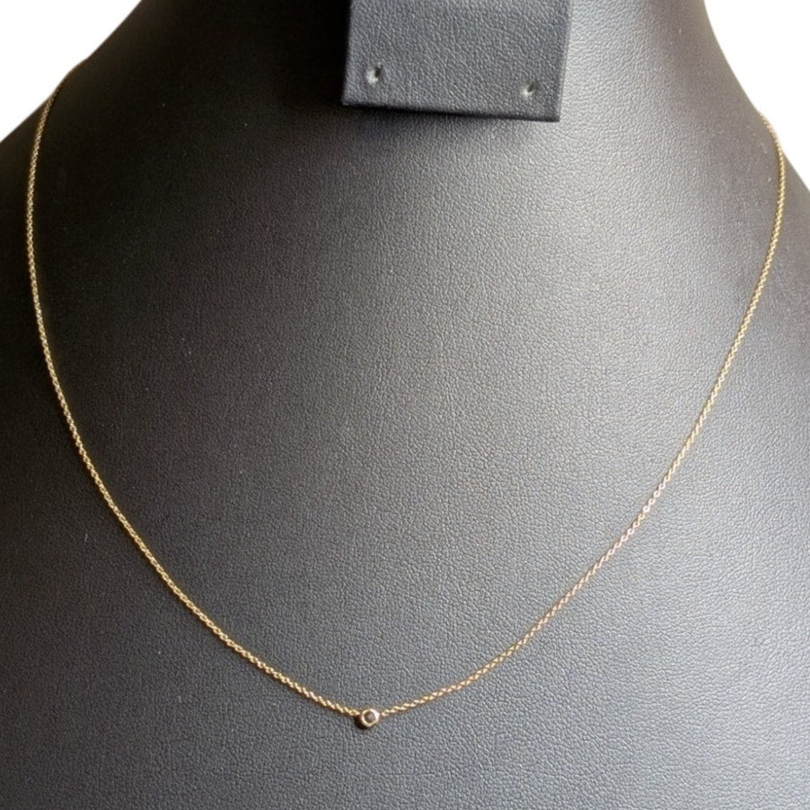 Dainty Bezel Set Floating Gemstone Gold Tone Chain Necklace
