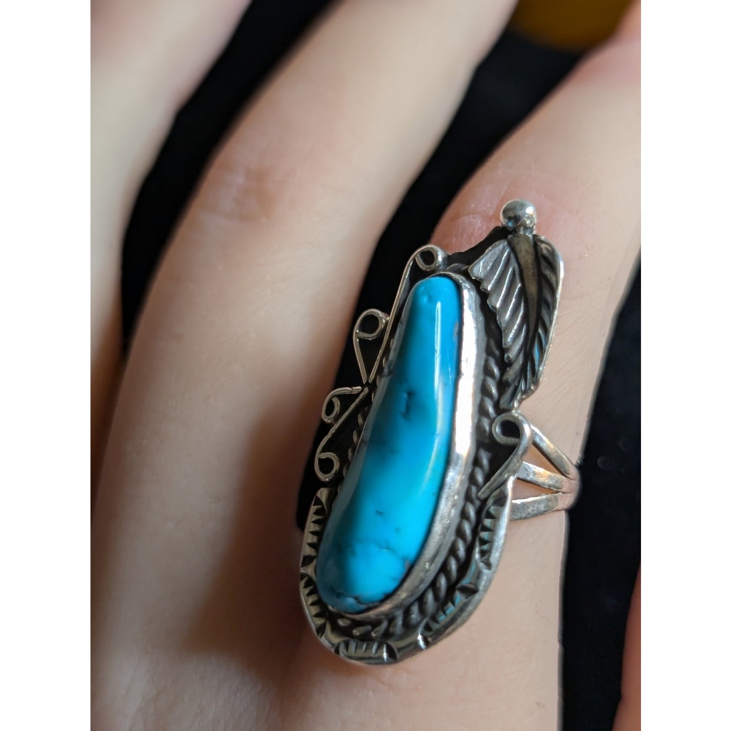 Southwest 925 Sterling Silver & Turquoise Ring-Sz 4.75