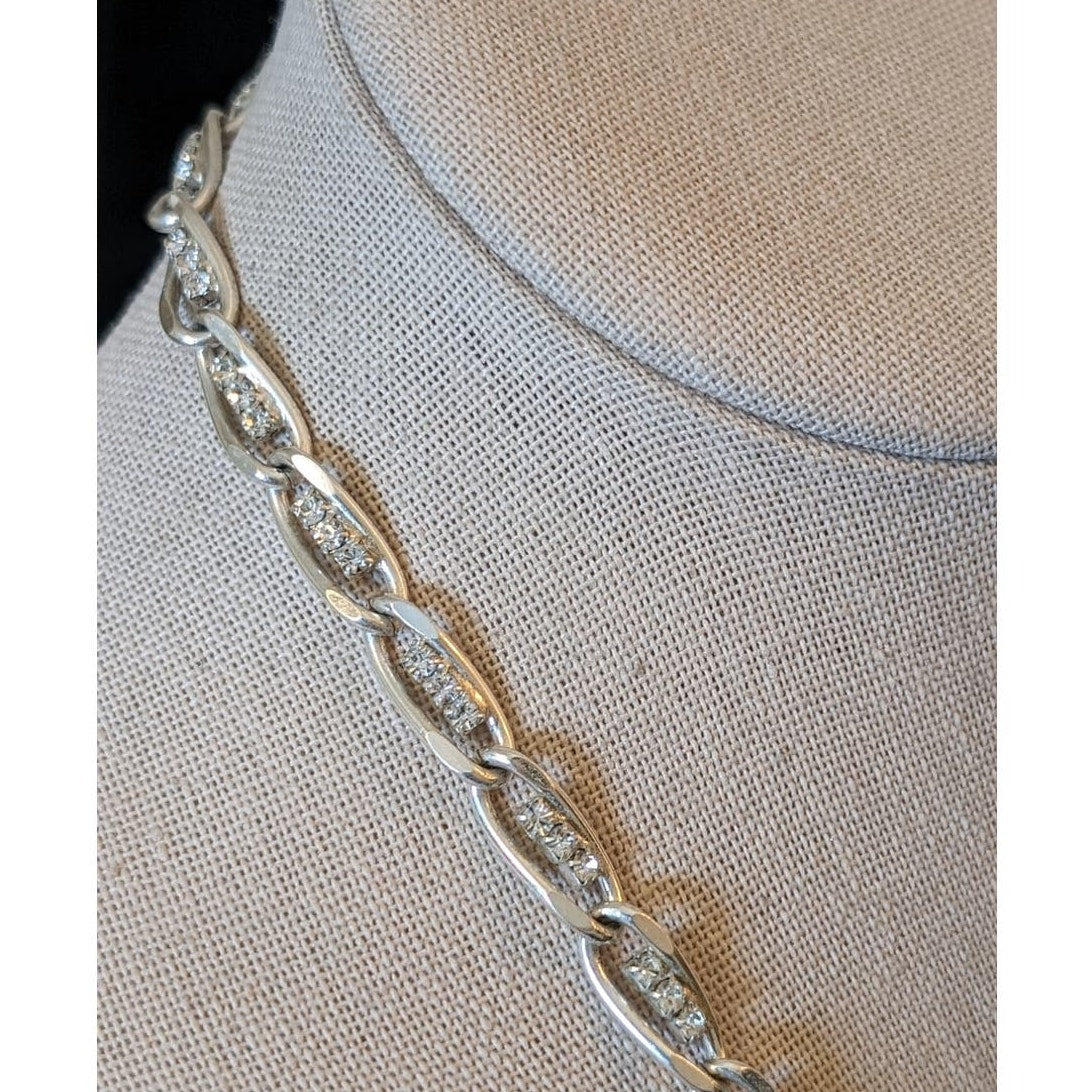 Triple Austrian Crystals Set in Silver Plated Chain Necklace & Matching Bracelet
