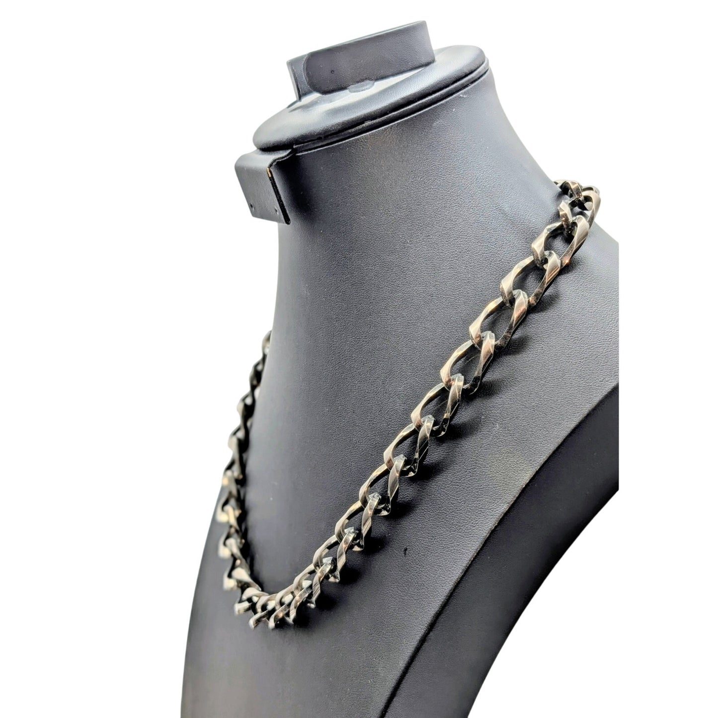 Chunky Gun Metal 24" Chain Link Necklace W/ Large Lobster Claw Clasp