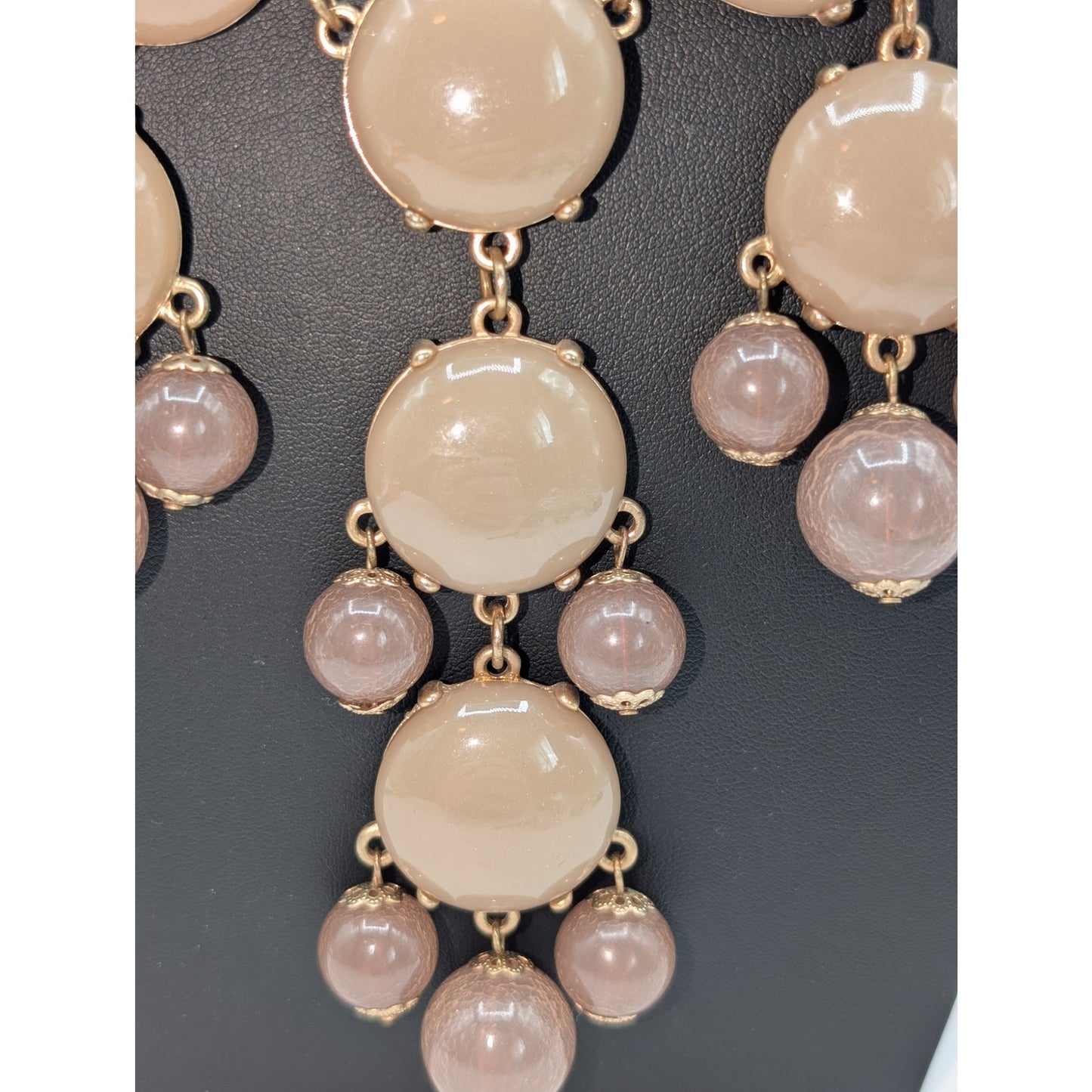 J. Crew Taupe Resin Cabochon Bold Dangle Gold Tone Statement Adjustable Necklace