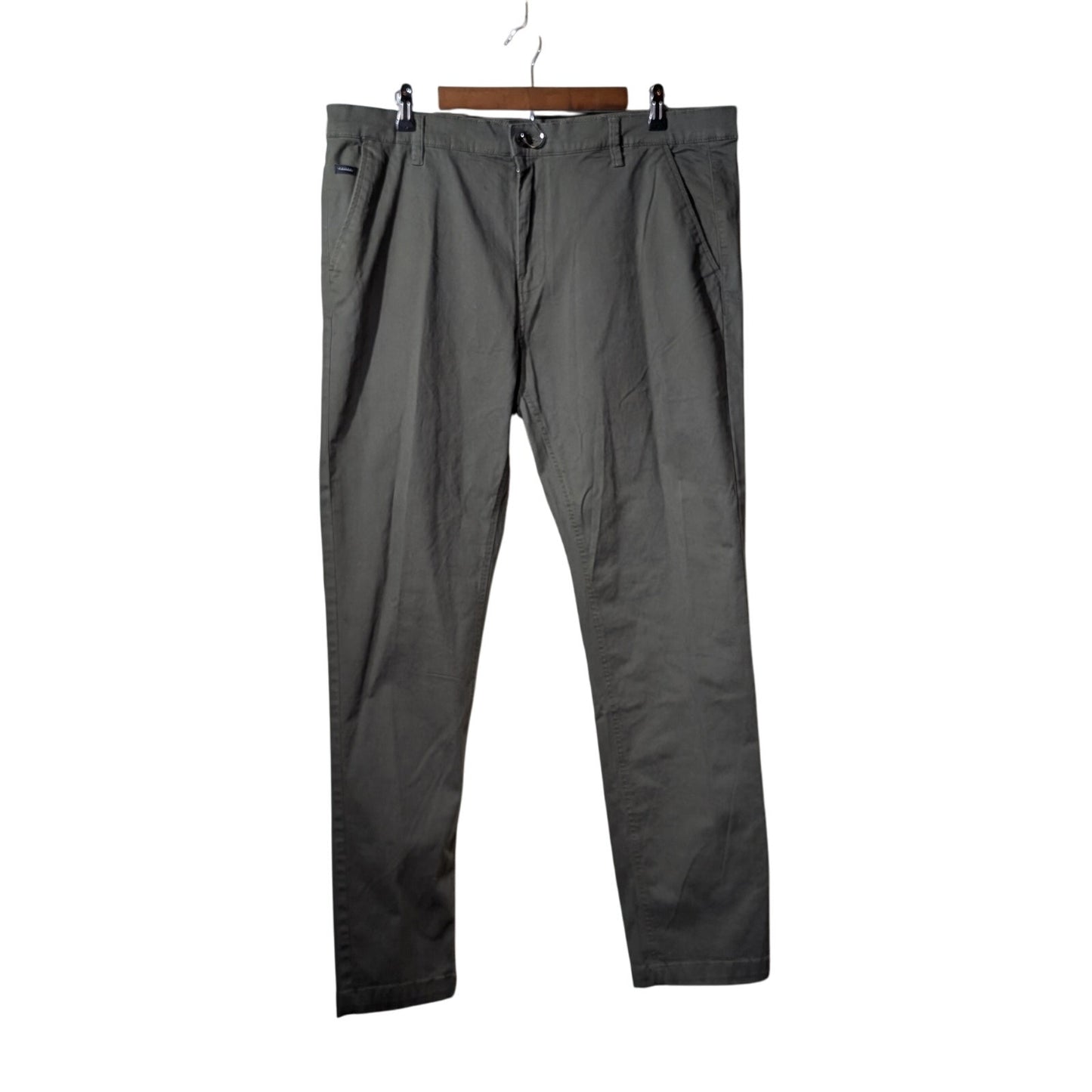 Men's Tahari Olive Green Essex Twill Chino Slim Fit Cotton Stretch Pant 38 x 32