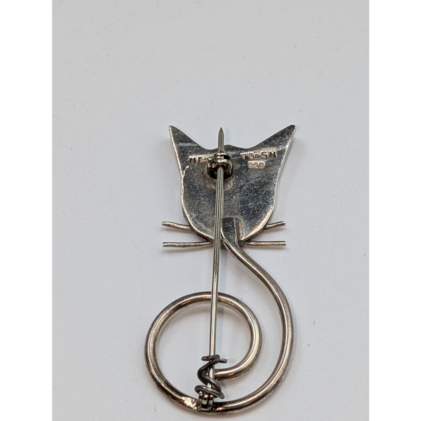 Vintage Taxco Mexico 925 Sterling Silver Modernist Cat Brooch