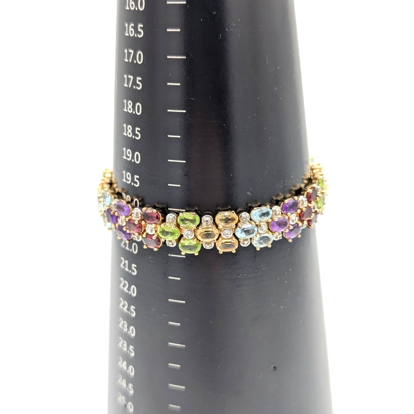 Vintage 925 Sterling Silver Gold Vermeil Multi Gemstone Tennis Bracelet