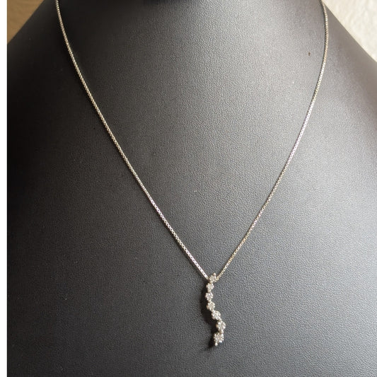 925 Sterling Silver Moissanite 'Journey' Pendant Box Chain 18" Necklace
