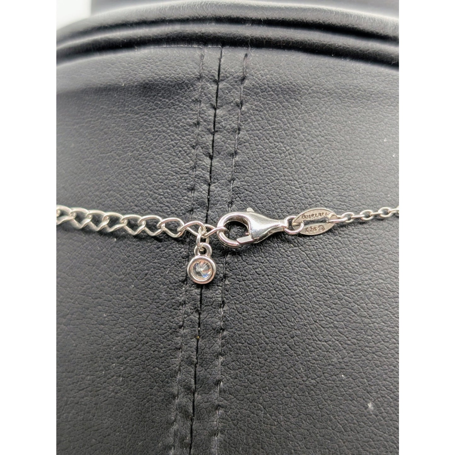 925 Sterling Silver Lily of the Valley CZ Pendant 16"-18" Chain Necklace