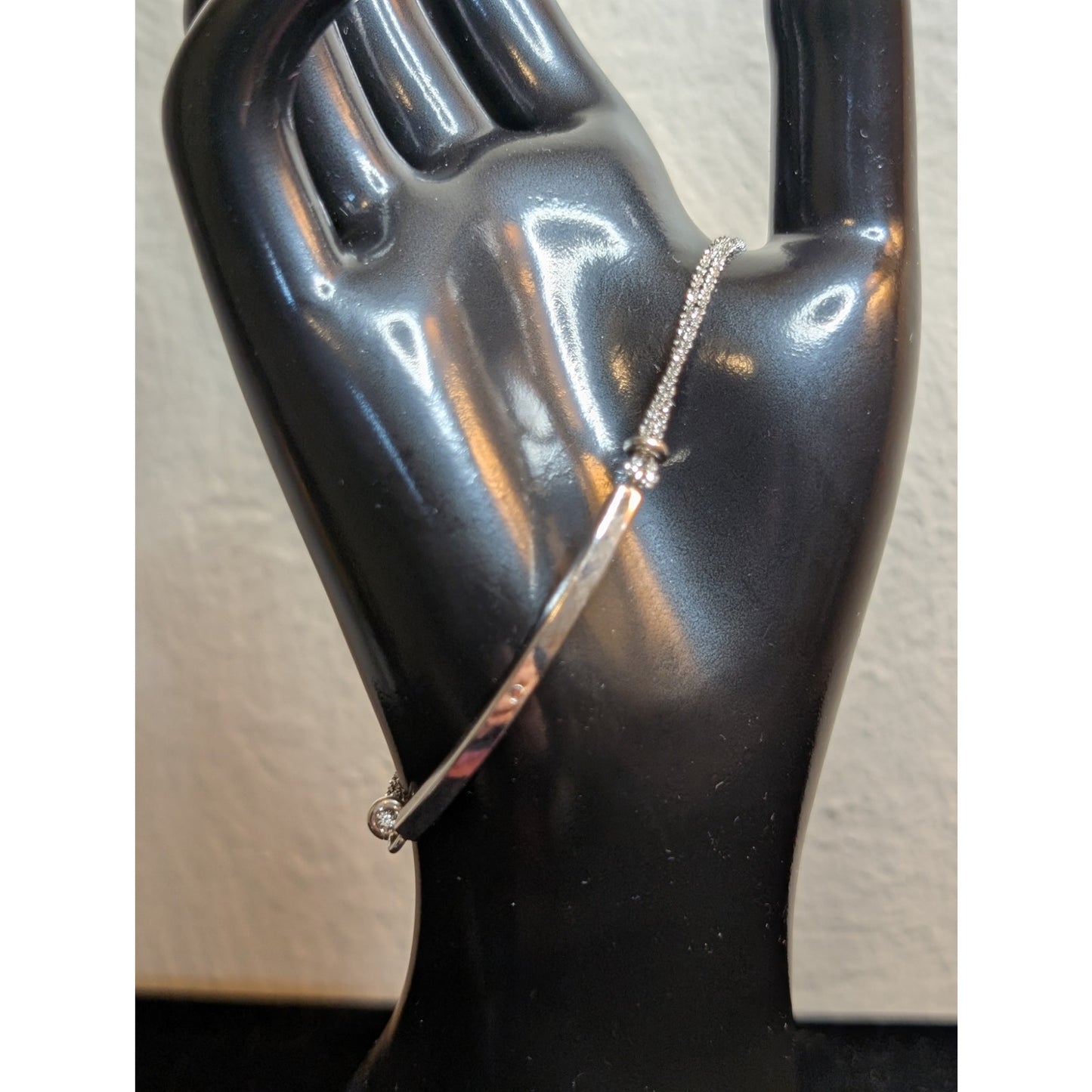VTG Dyadema 925 Italy Sterling Silver Crystal Bar Chain Bracelet 7"-8" Long