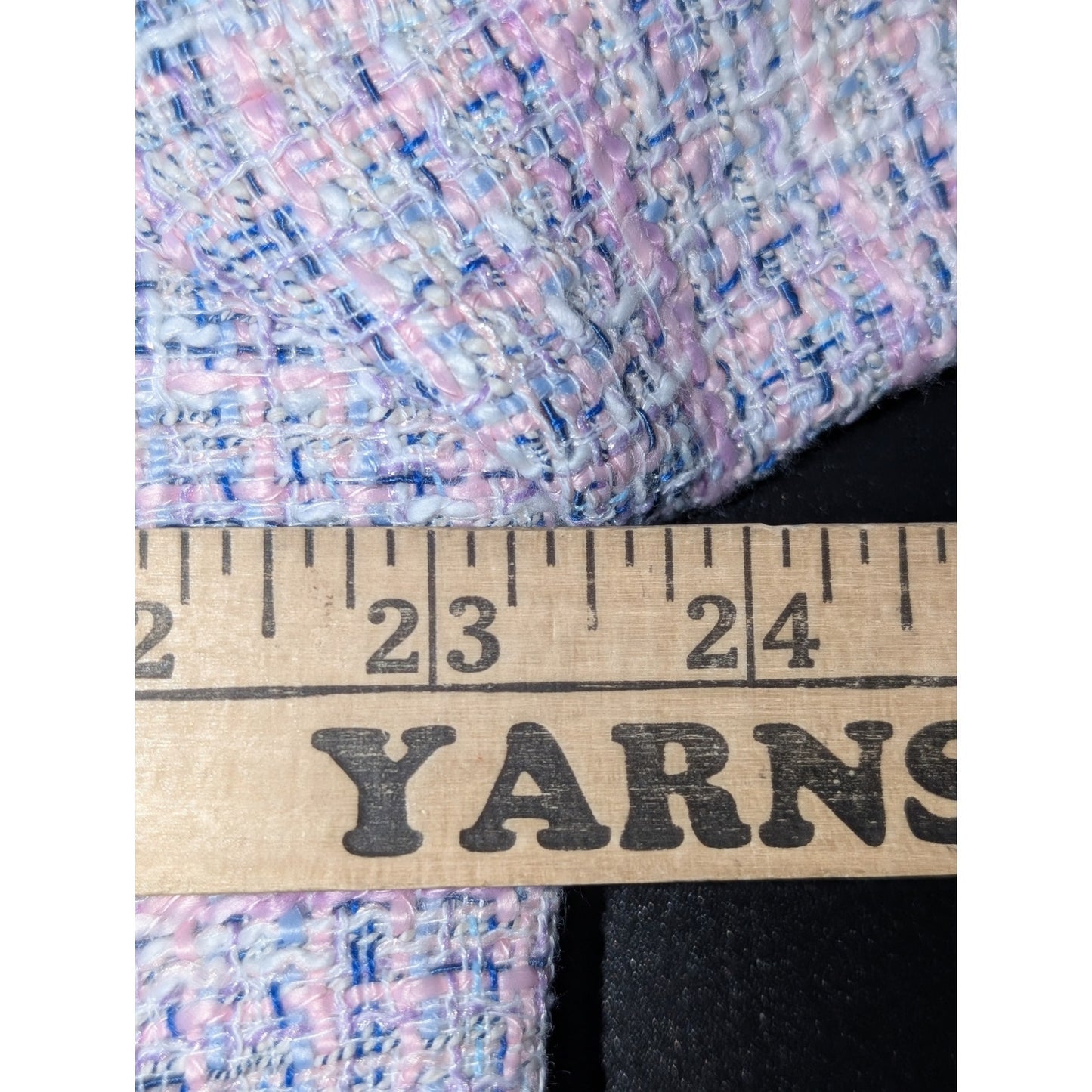 Talbots Blue Pink White Fringe Tweed Boxy 3/4 Sleeve Blazer Jacket Womens 16W