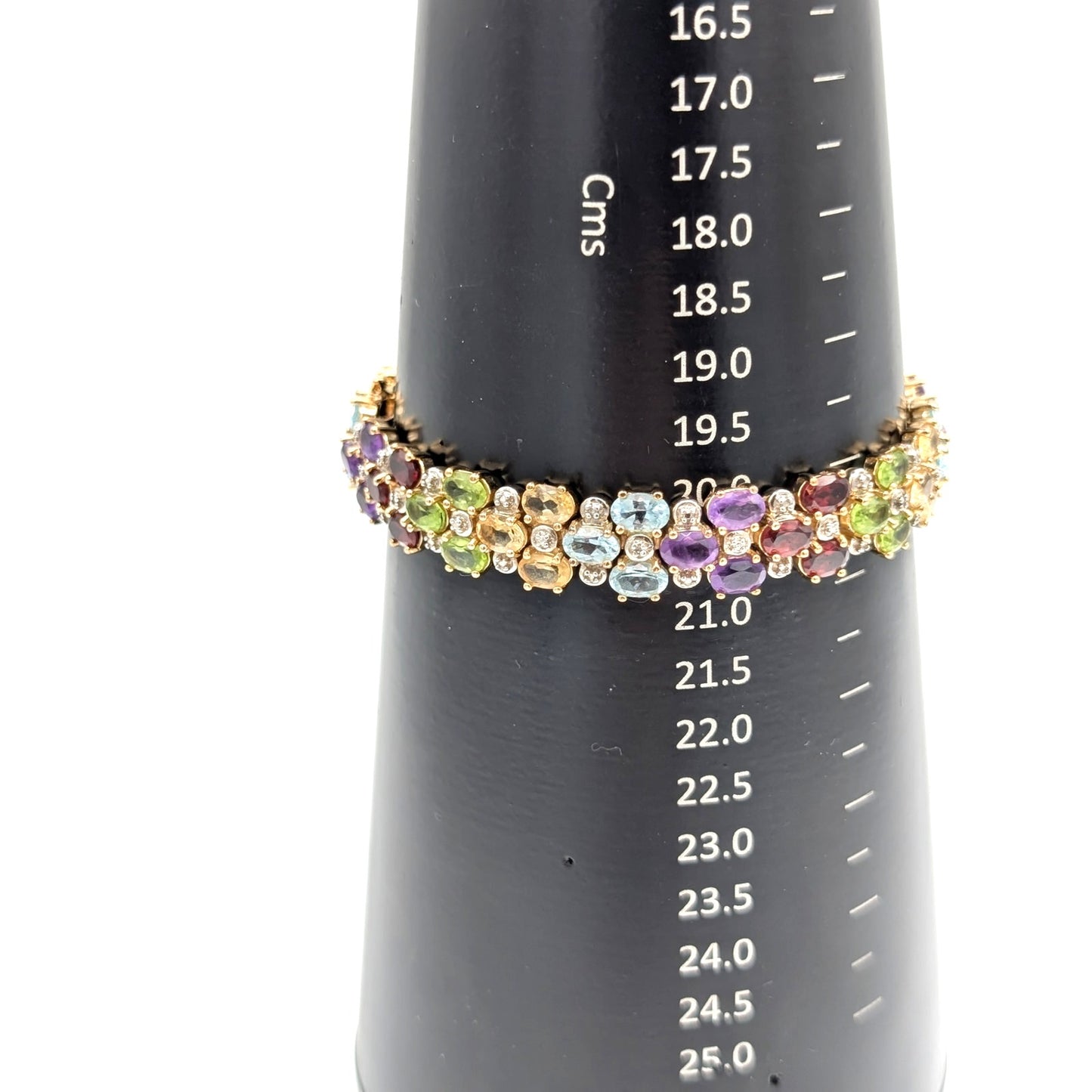 Vintage 925 Sterling Silver Gold Vermeil Multi Gemstone Tennis Bracelet