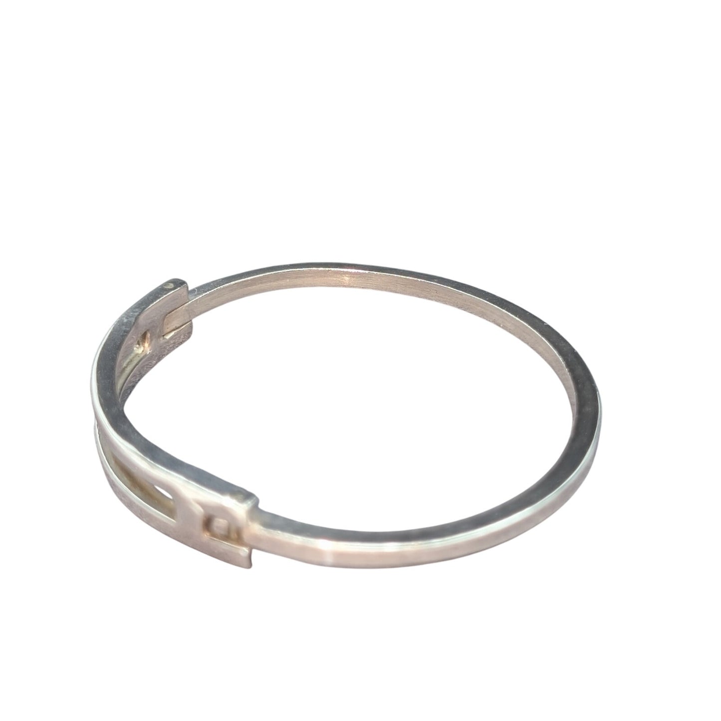Vintage Taxco Mexico 925 Sterling Silver Double Front Bar Latch Bangle Bracelet