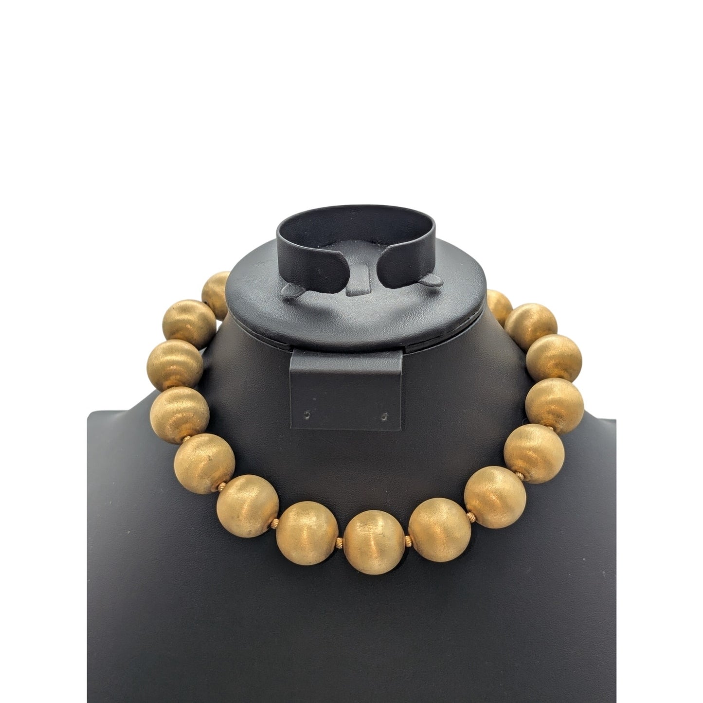 VENDOME Signed Vintage 1960s Chunky Satin Finished Gold Tone Beaded Necklace