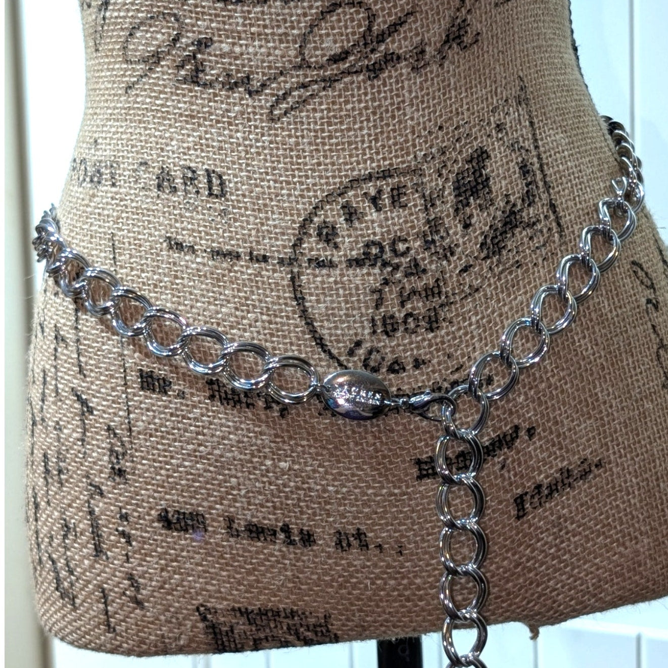 Vintage Lauren Ralph Lauren Double Curb Link Silver Tone Chain Belt 44"