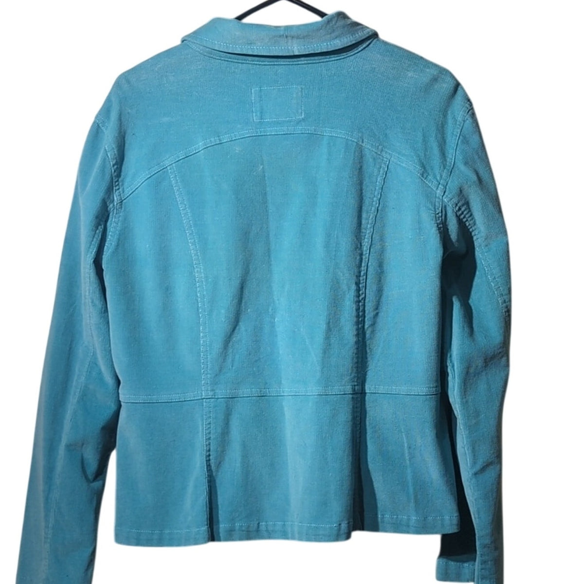 Live a Little Vtg Cotton Stretch Turquoise Corduroy Embellished Jacket Sz XL