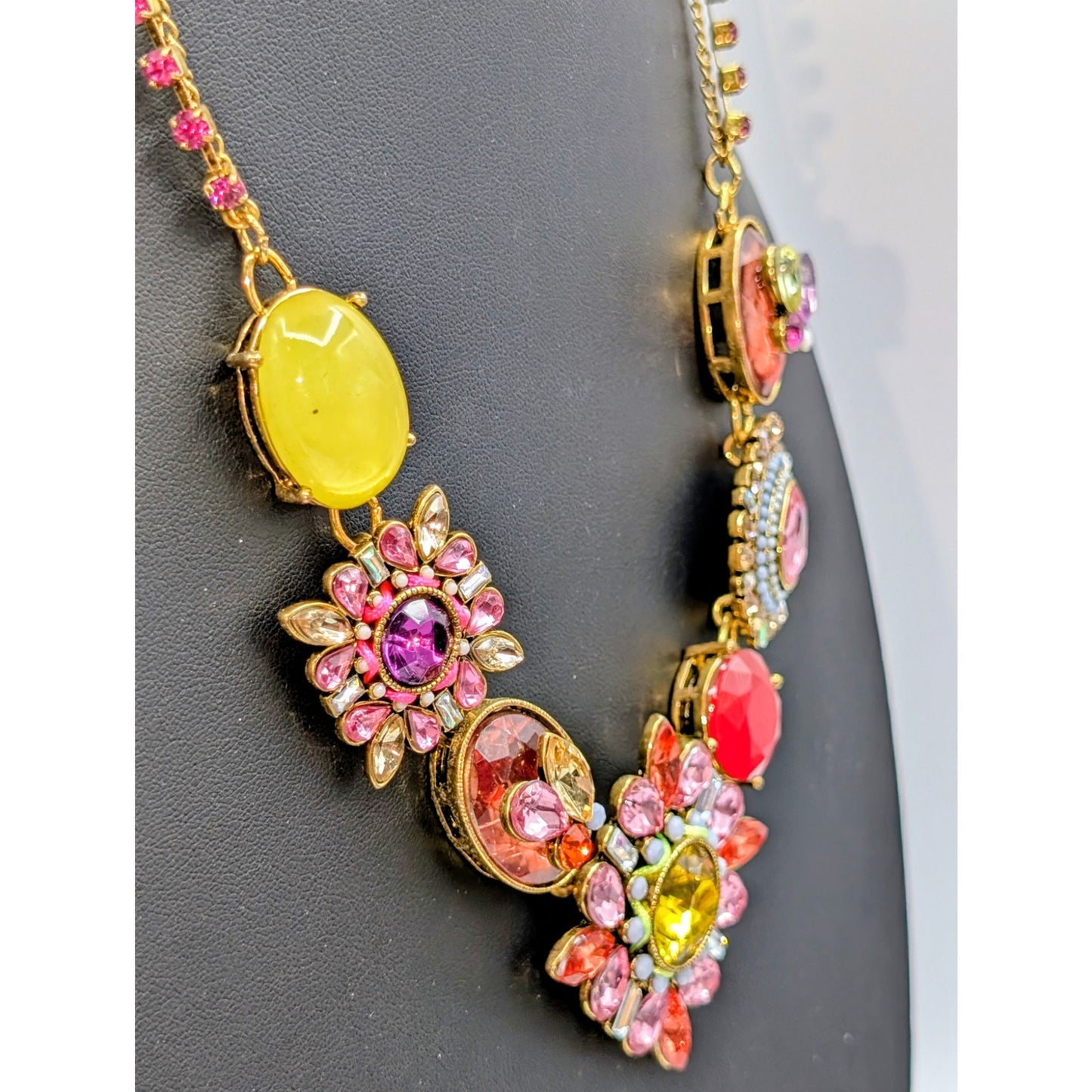 Betsey Johnson St. Barts Carnival Chunky Rhinestone Statement Boho Necklace