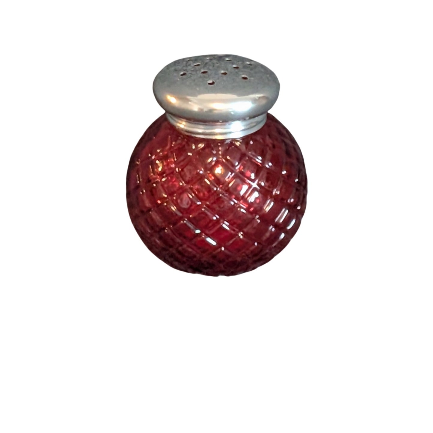 Vintage Avon Red Glass  1.5 Oz Charisma Powder Sachet Shaker Bottle