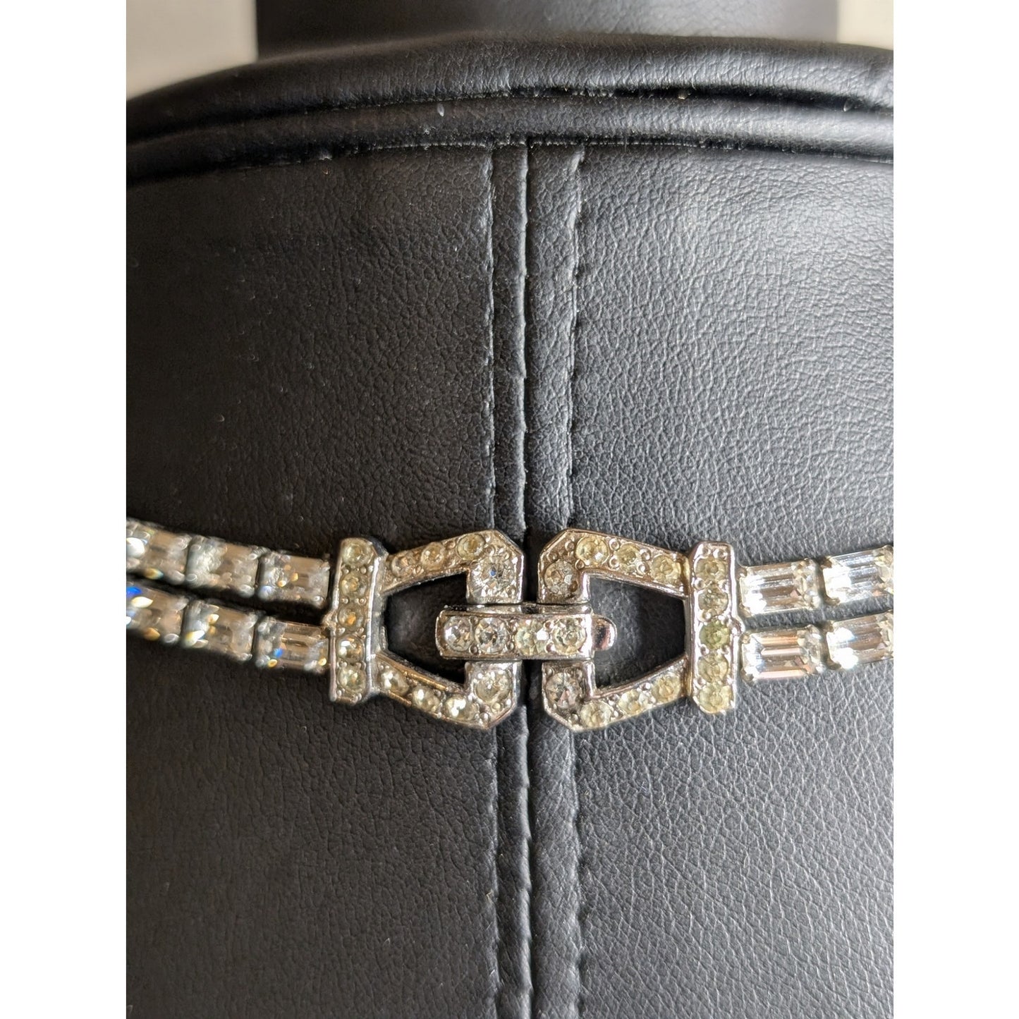 Vintage Joseph Mazer Double Strand Rhinestone Baguette Necklace