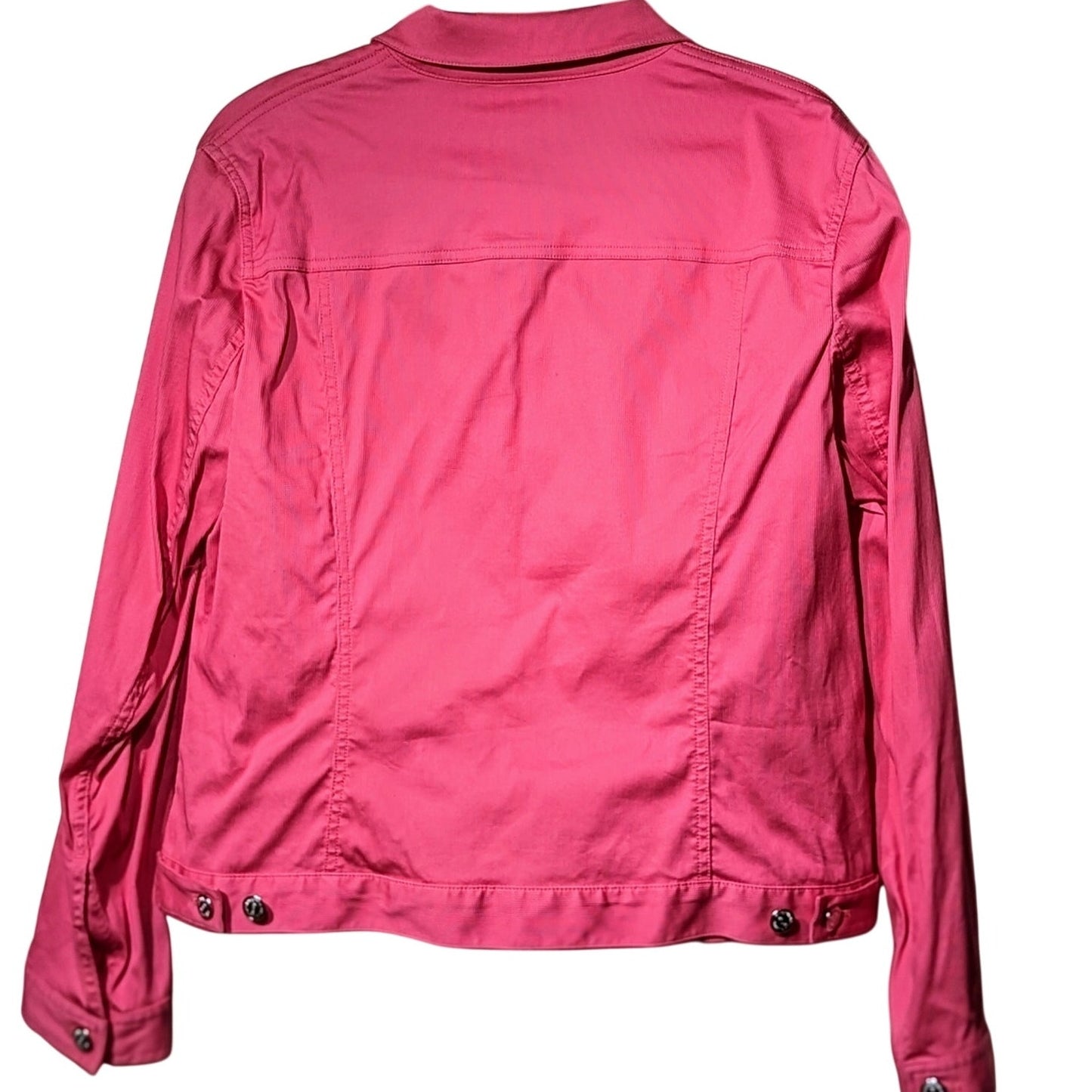 Jones New York Signature Pink/Salmon Cotton Stretch Button Up Jacket Womens Sz L