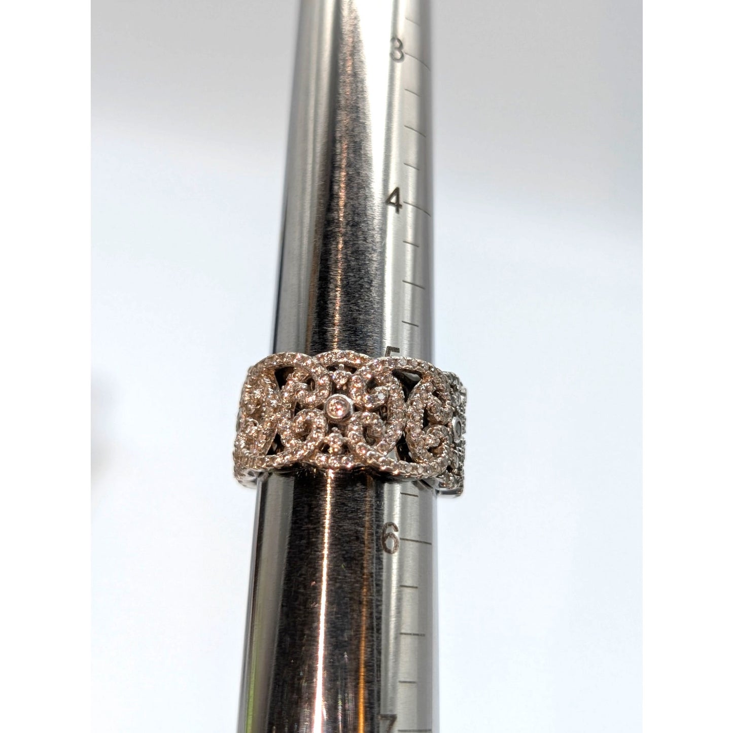 Marked 925 Sterling Silver CZ Encrusted Eternity Band Ring Size 5.25