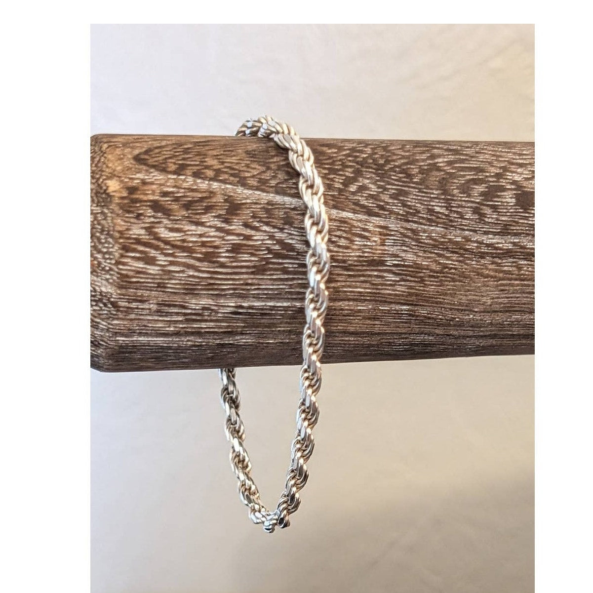 Vintage Italian 925 Sterling 4mm Rope Bracelet w/ Lobster Claw Clasp 6.75"