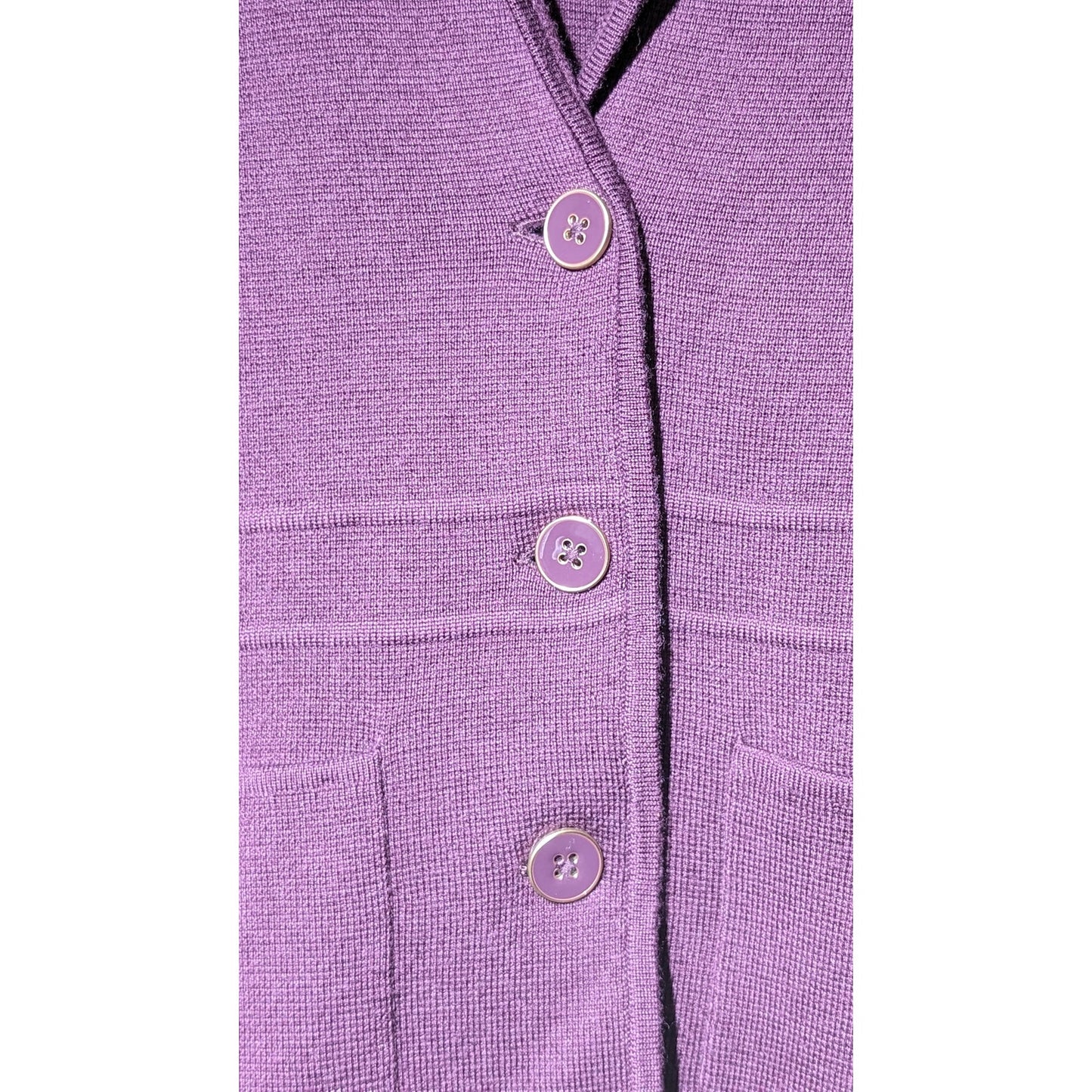 Talbots Pure Merino Wool Plum Three Button Pocket Sweater Blazer Sz Petite S