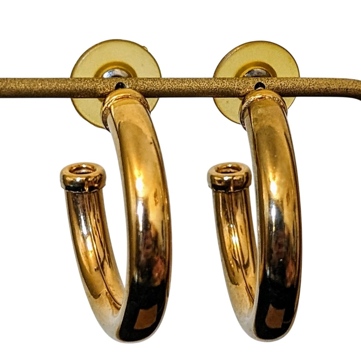1.5" Gold Tone Hollow Partial Hoop Tube Pierced Earrings