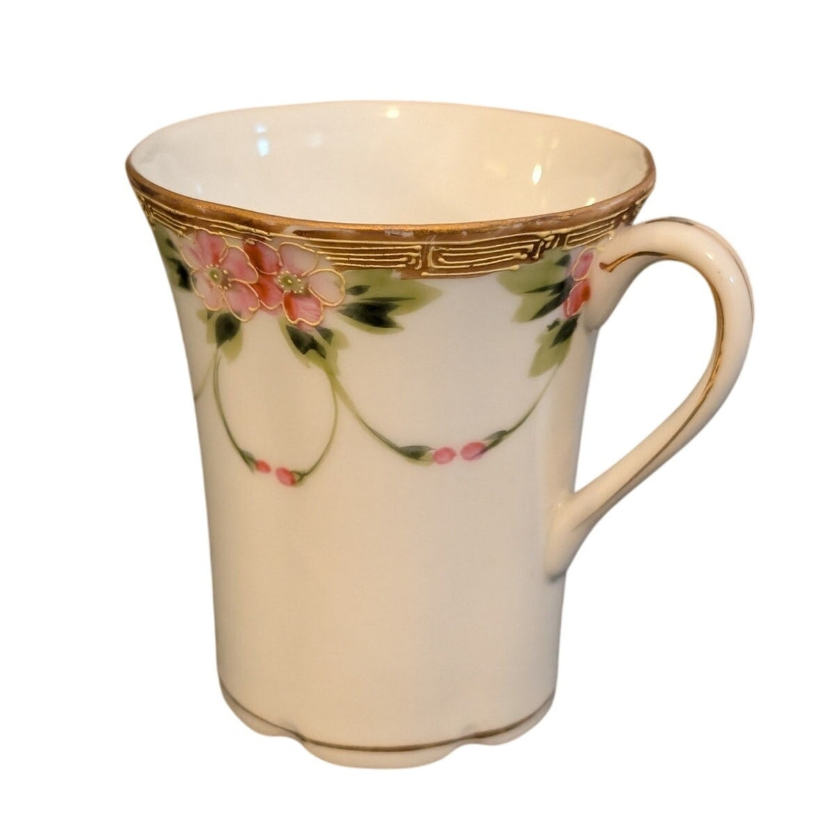 Antique Hand Painted Nippon Chocolate Cup and Saucer Rising Sun Mark