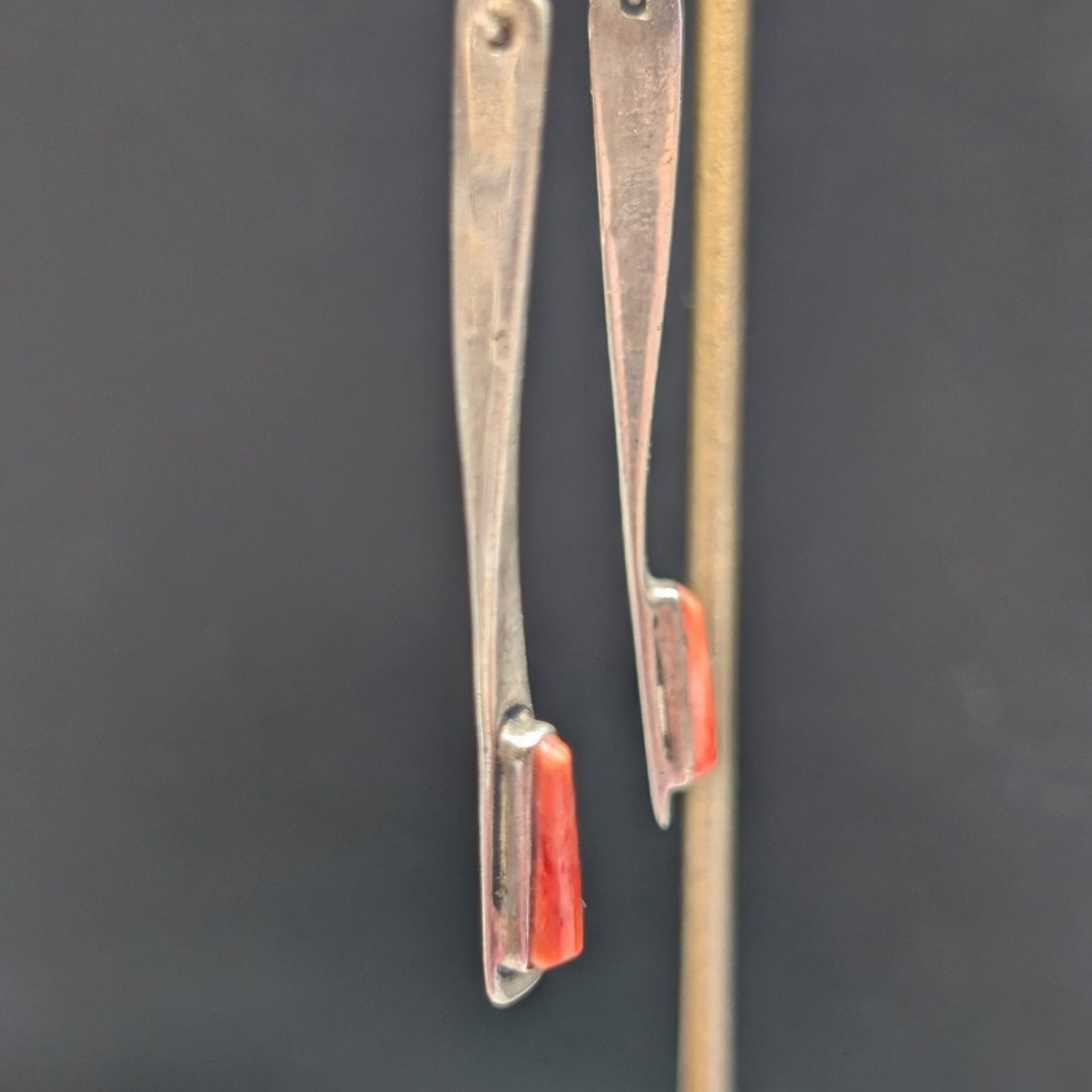 Vintage Southwestern 925 Sterling Silver Spiny Oyster Dangle Earrings