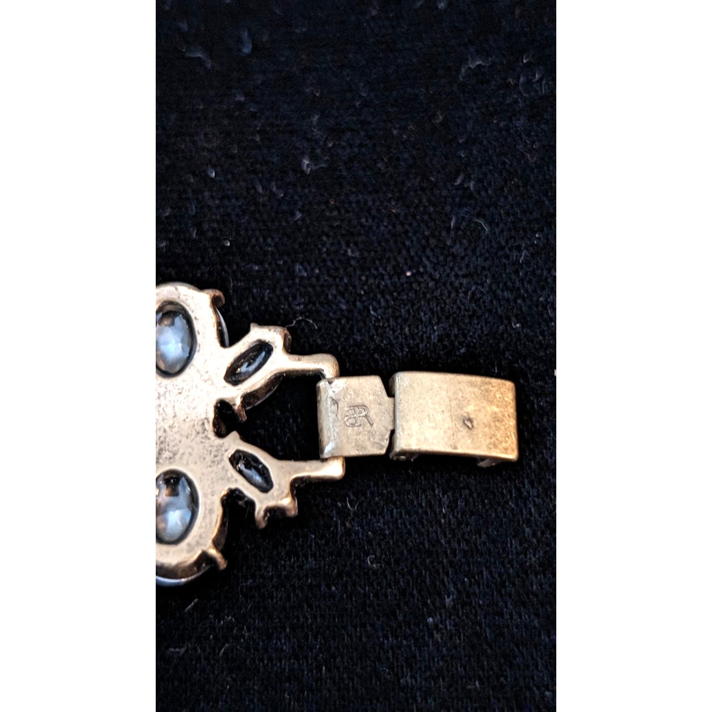 Banana Republic Chunky Champagne & Clear Rhinestone Foldover Clasp Bracelet