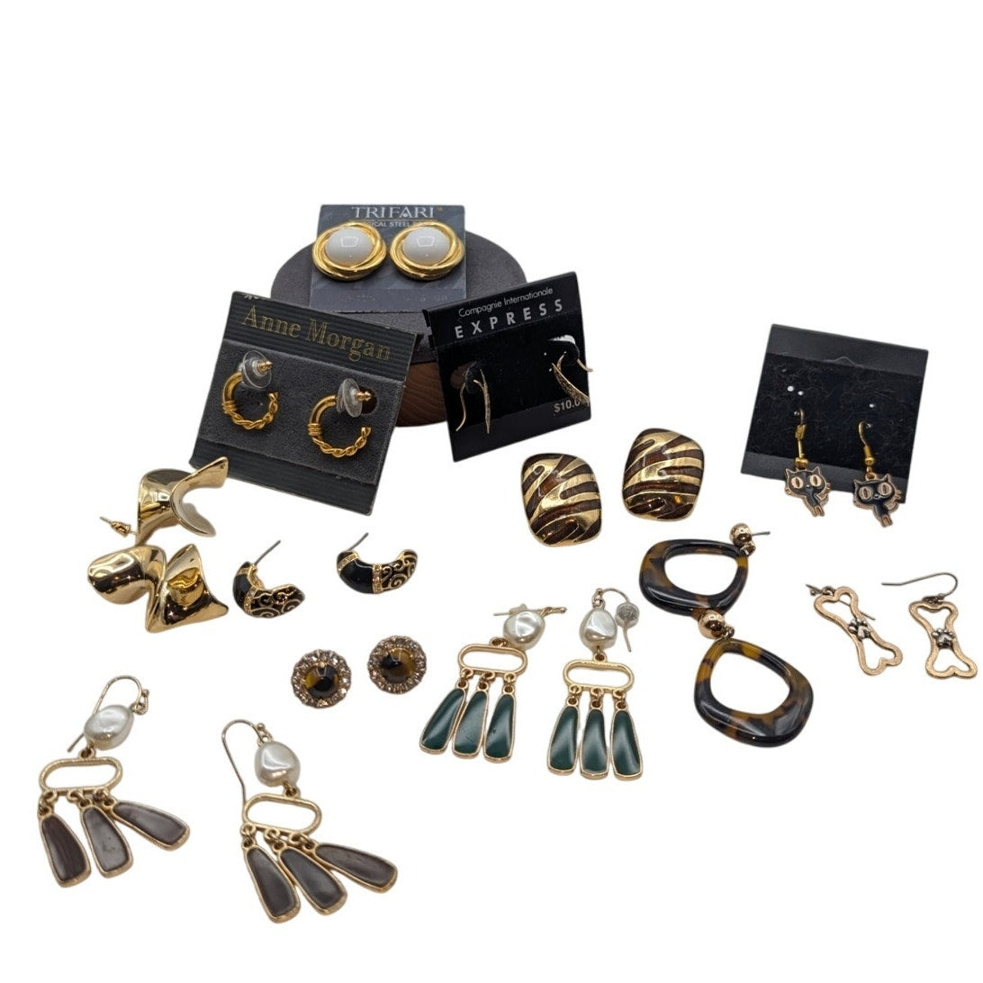 Lot of Twelve Pair Gold Tone Earrings Some NWT