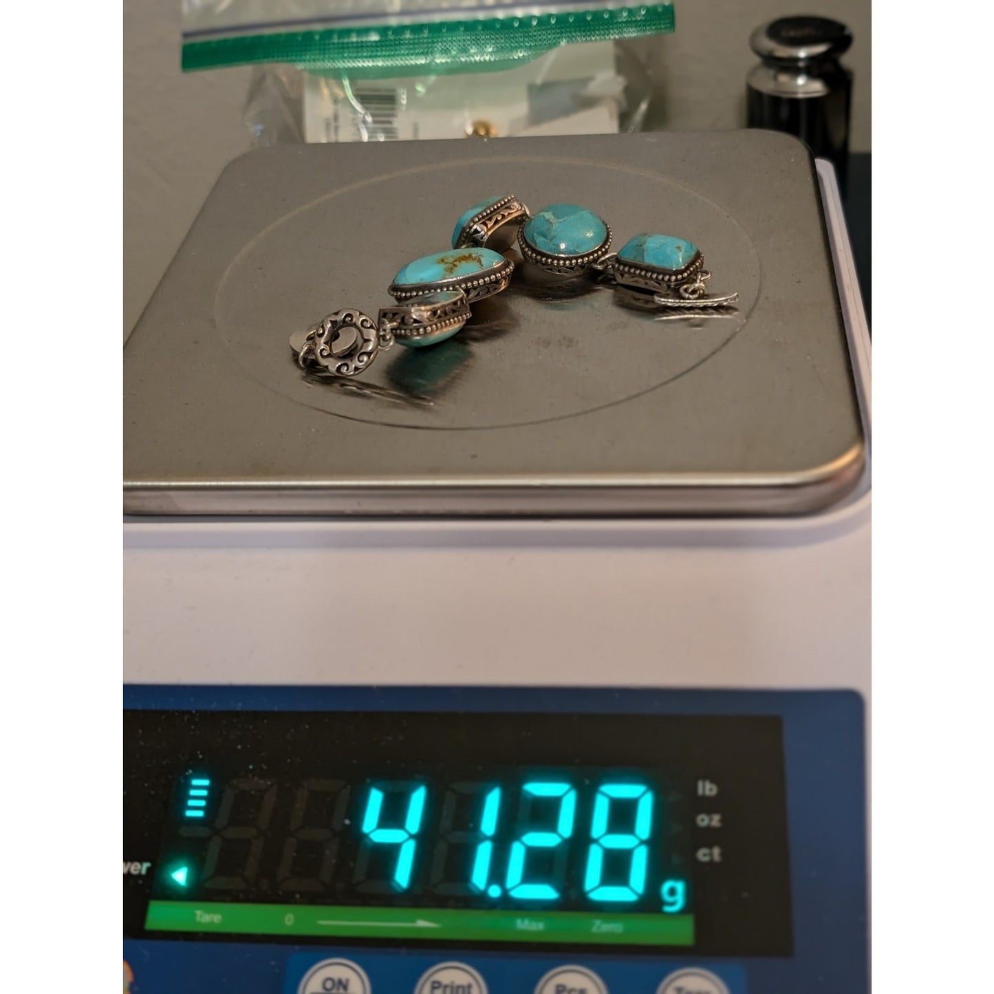 Barse Heavy Chunky 925 Sterling Silver Turquoise Chain Toggle Clasp Bracelet