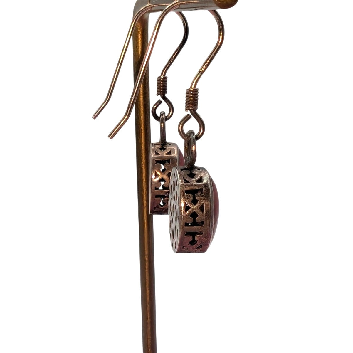 Retired Silpada 925 Sterling Silver Filigree Red Cabochon Stone Drop Earrings
