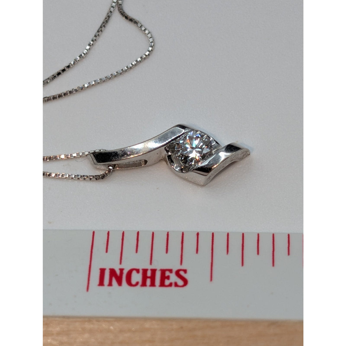 Sirena Collection 14K White Gold 1/4 ct Diamond Solitaire Pendant 19" Necklace
