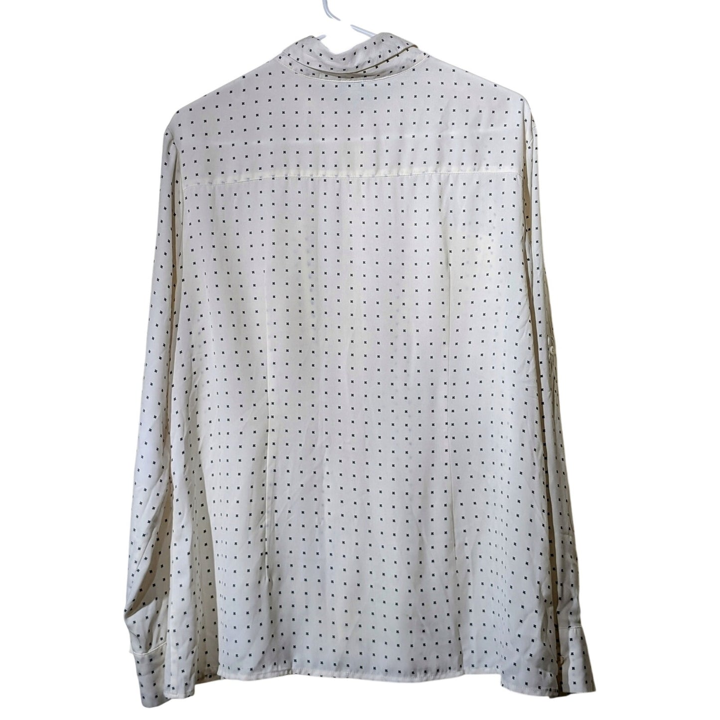 Banana Republic Cream Dot 2 Chest Pocket Epaulet Button Up Blouse Womens Sz XL