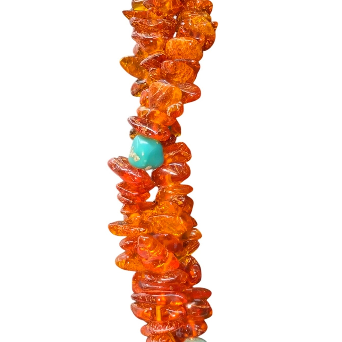 Desert Rose Trading Company Three Strand Amber Chip Turquoise Sterling Necklace