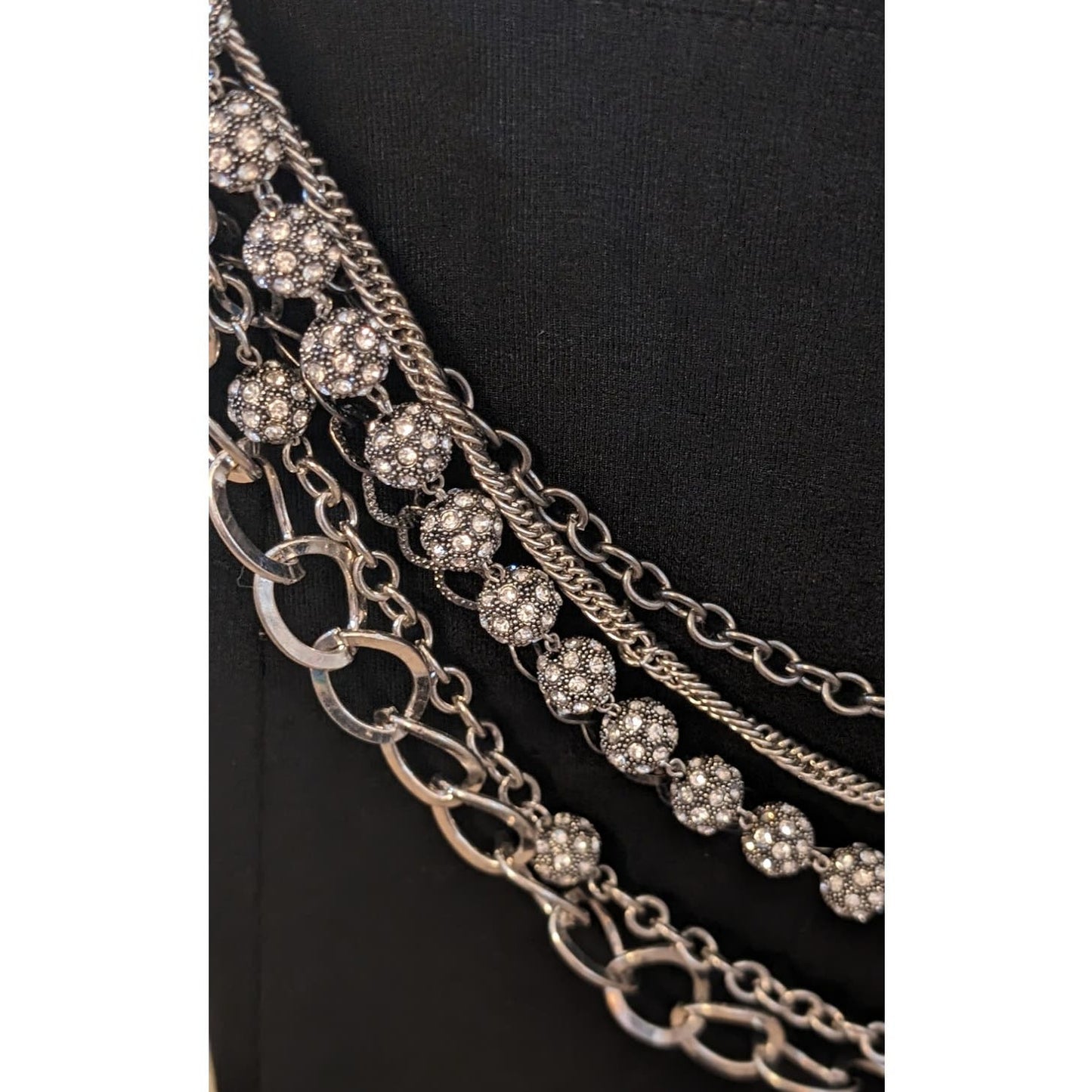 Multi-Strand Chain Link Rhinestone Disco Ball Belt Sz 34-37"