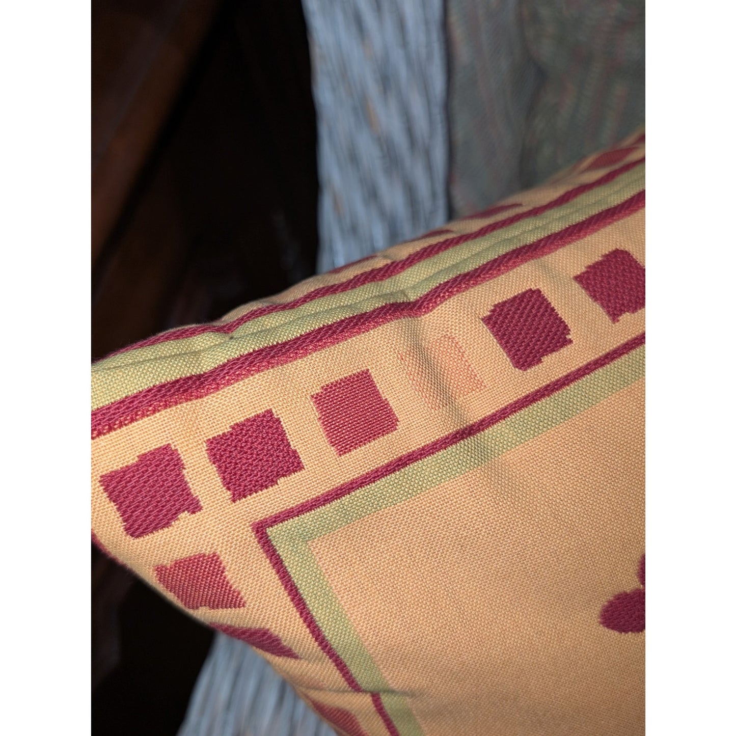 Madura France Cotton Yellow Red Green Floral Set of 20 x 20 Pillows W/ Inserts