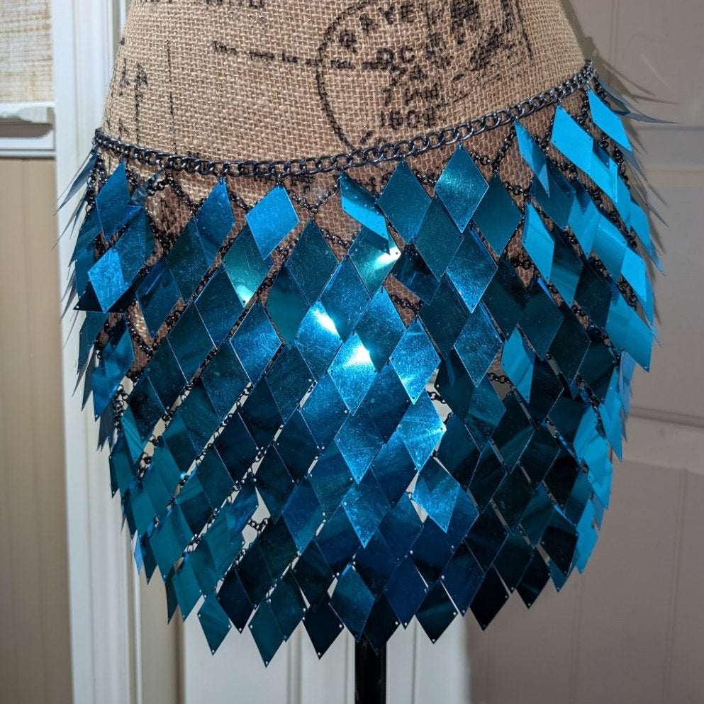 Fun Blue Sequin Chain Link Apron Belt 34"-45"