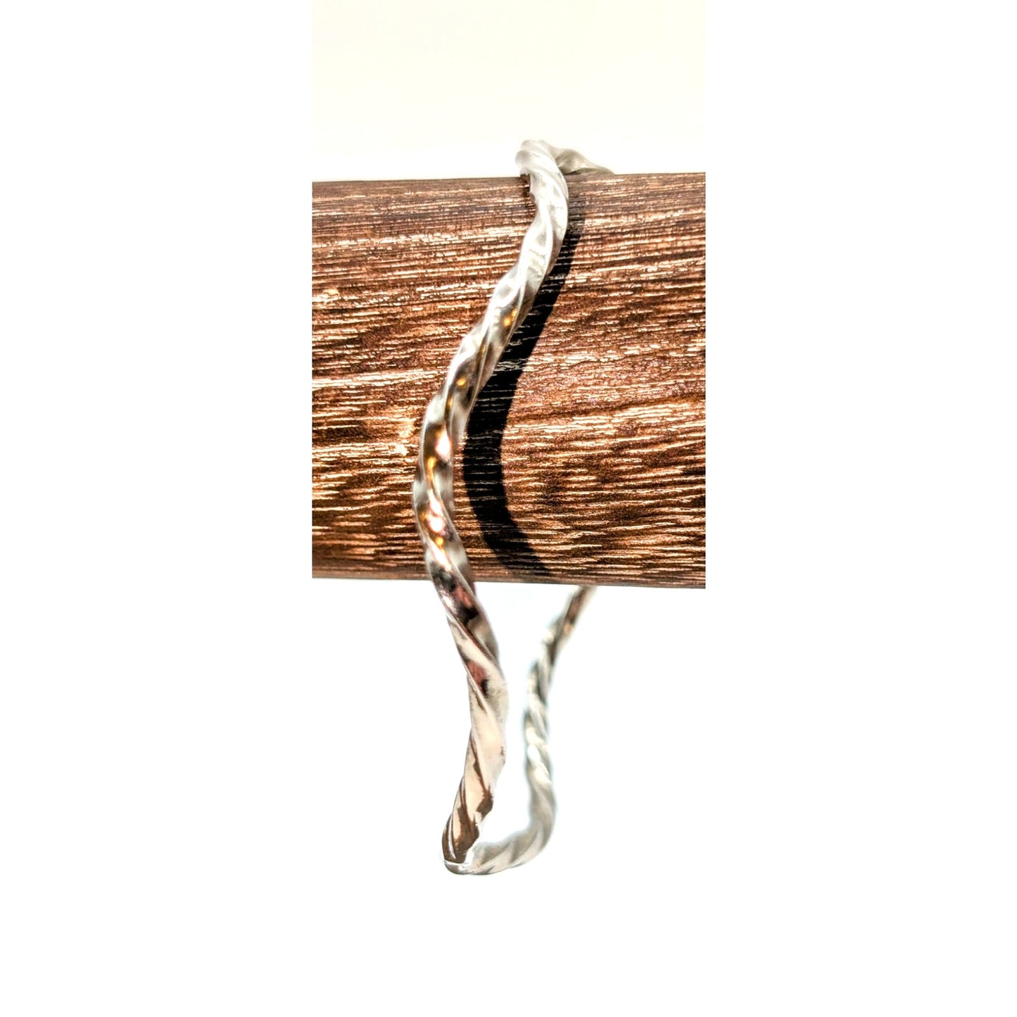 Vintage 925 Sterling Silver Curvy Twisted Bangle Bracelet